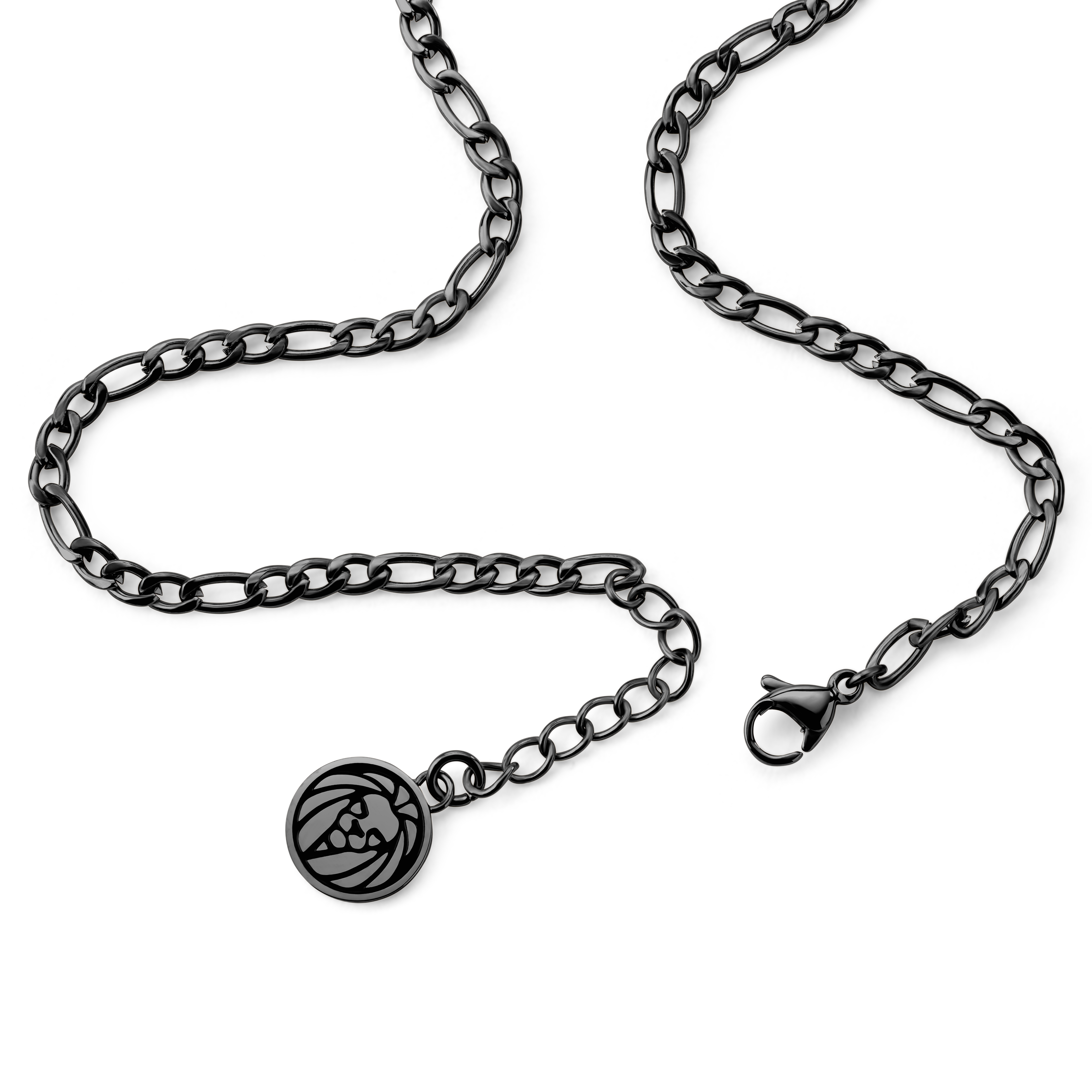 Svart Vristlänk med Figarolänkar i Rostfritt Stål - 4