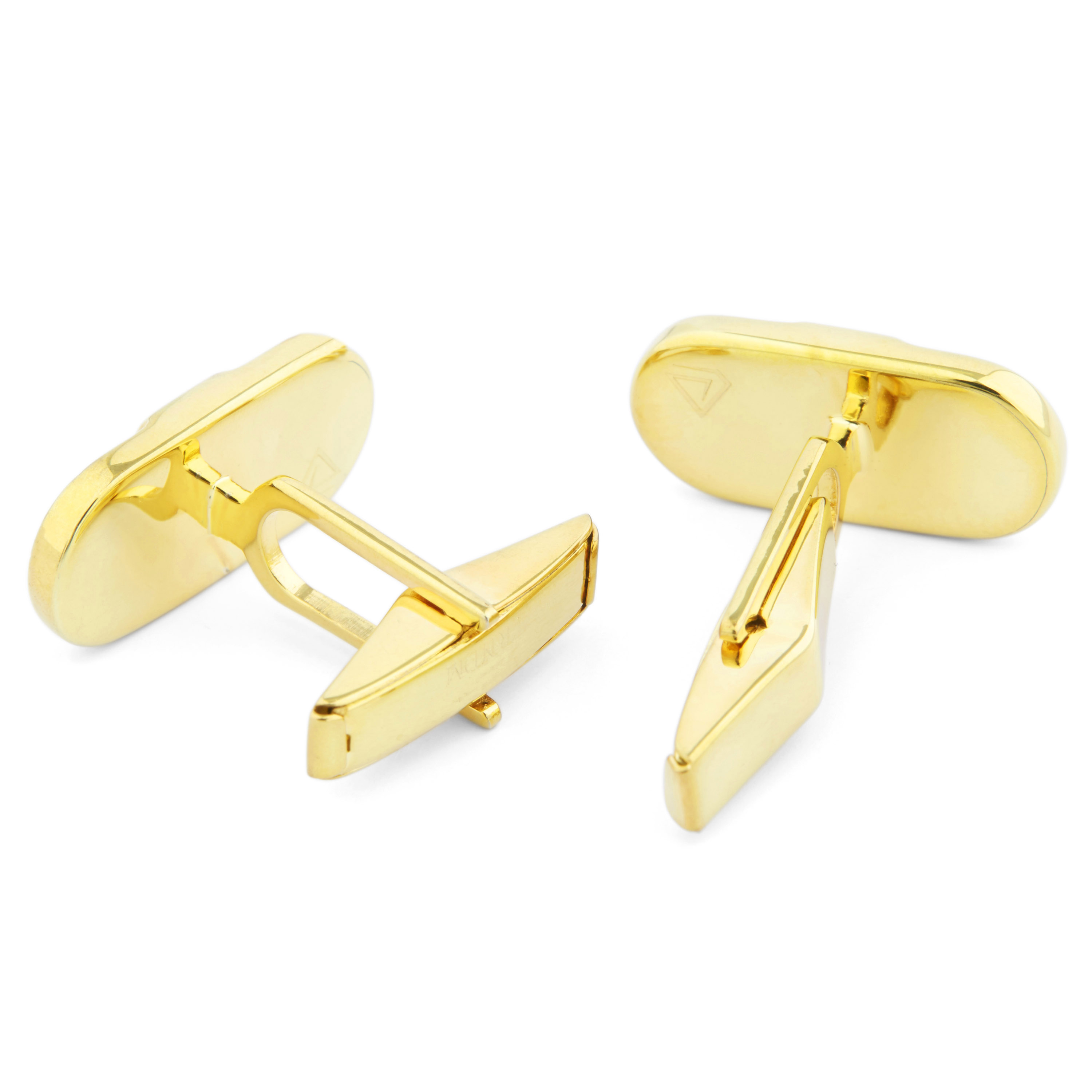 Złoty zestaw krótkich prostokątnych i zaokrąglonych spinek 925s - 4