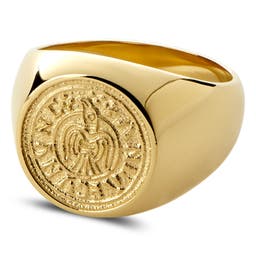 Aras | Χρυσαφί Ατσάλινο Signet Σεβαλιέ Δαχτυλίδι Raven Penny για Μικρό Δάχτυλο