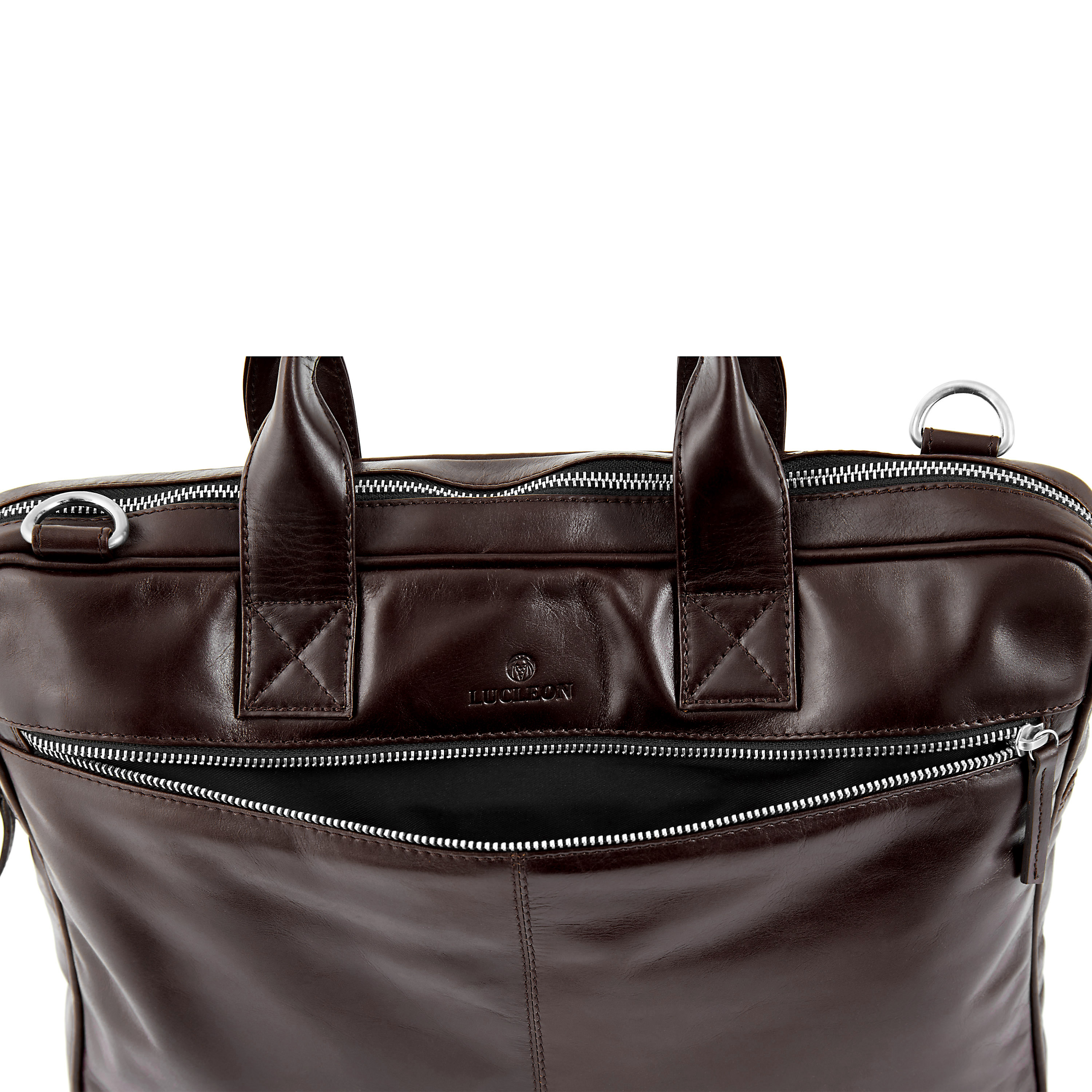 Dunkelbraune Schlanke Jasper Leder Laptoptasche Mit Reißverschluss - 12