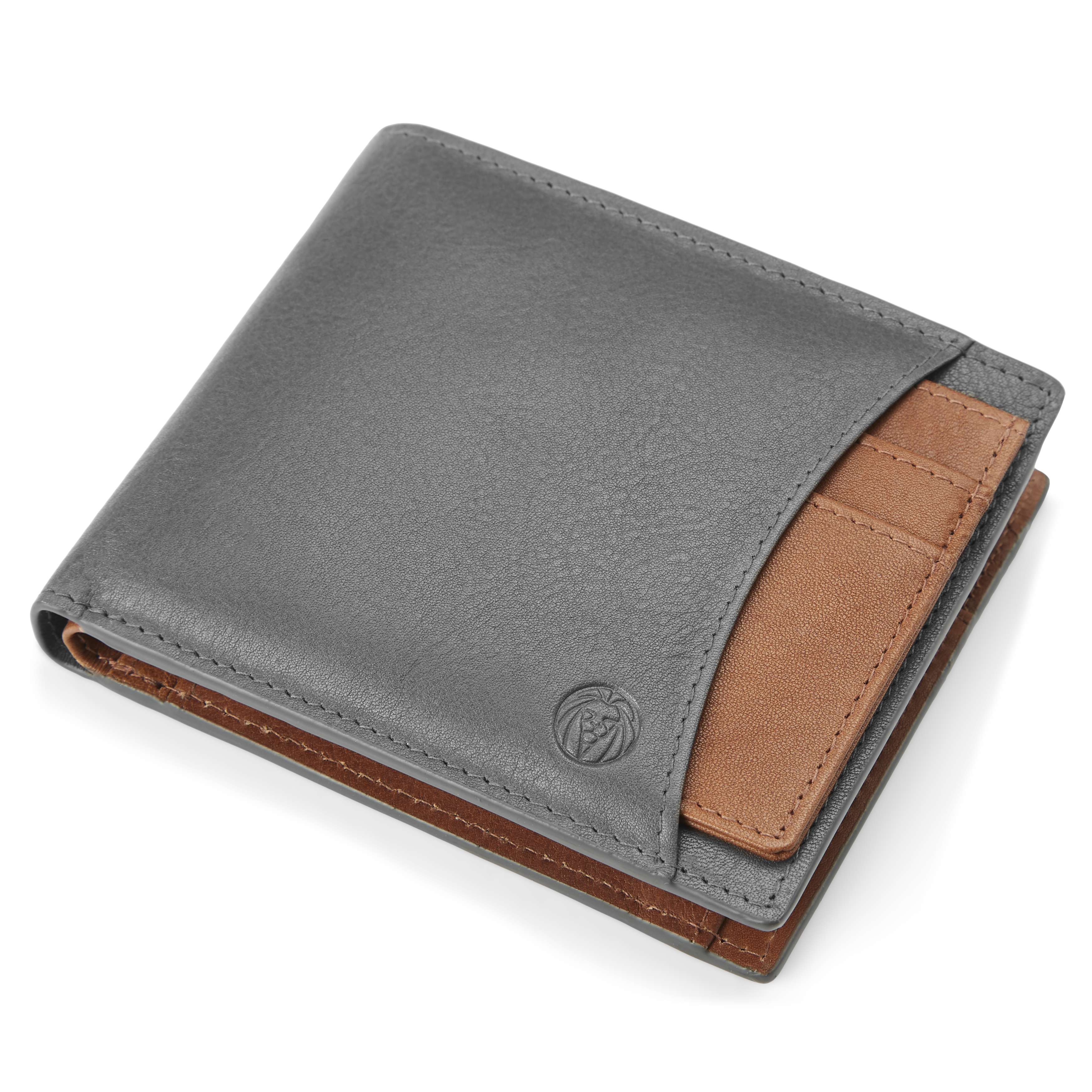 Кожен портфейл в сиво и светлокафяво с RFID защита и картодържател Lincoln - 9