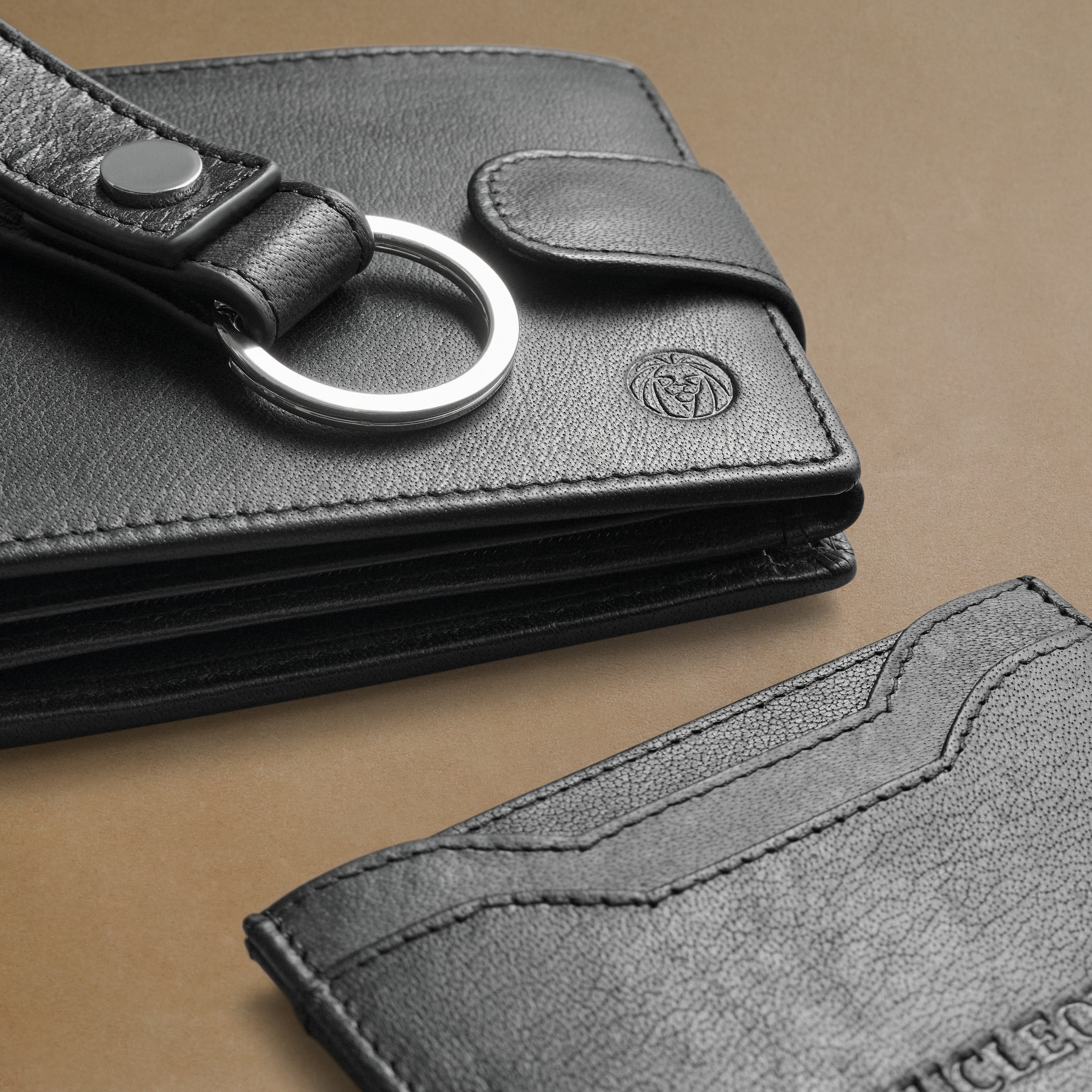 Svart RFID-blockerande Plånbok och Korthållare, och Nyckelring Buffelläder Presentpaket - 4