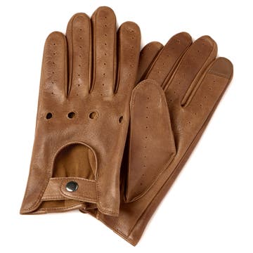 Light Brown Touchscreen Compatible Sheep Leather Driving Gloves