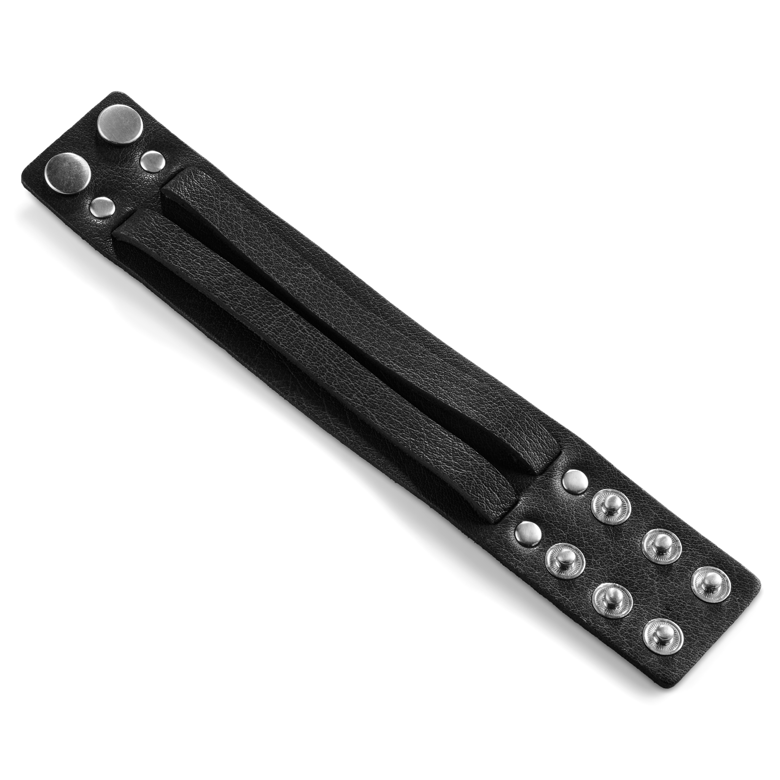 Gladius | Chunky Black Full Grain Buffalo Leather Bracelet - 5