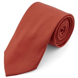 Krawat w kolorze terrakoty 8 cm Basic