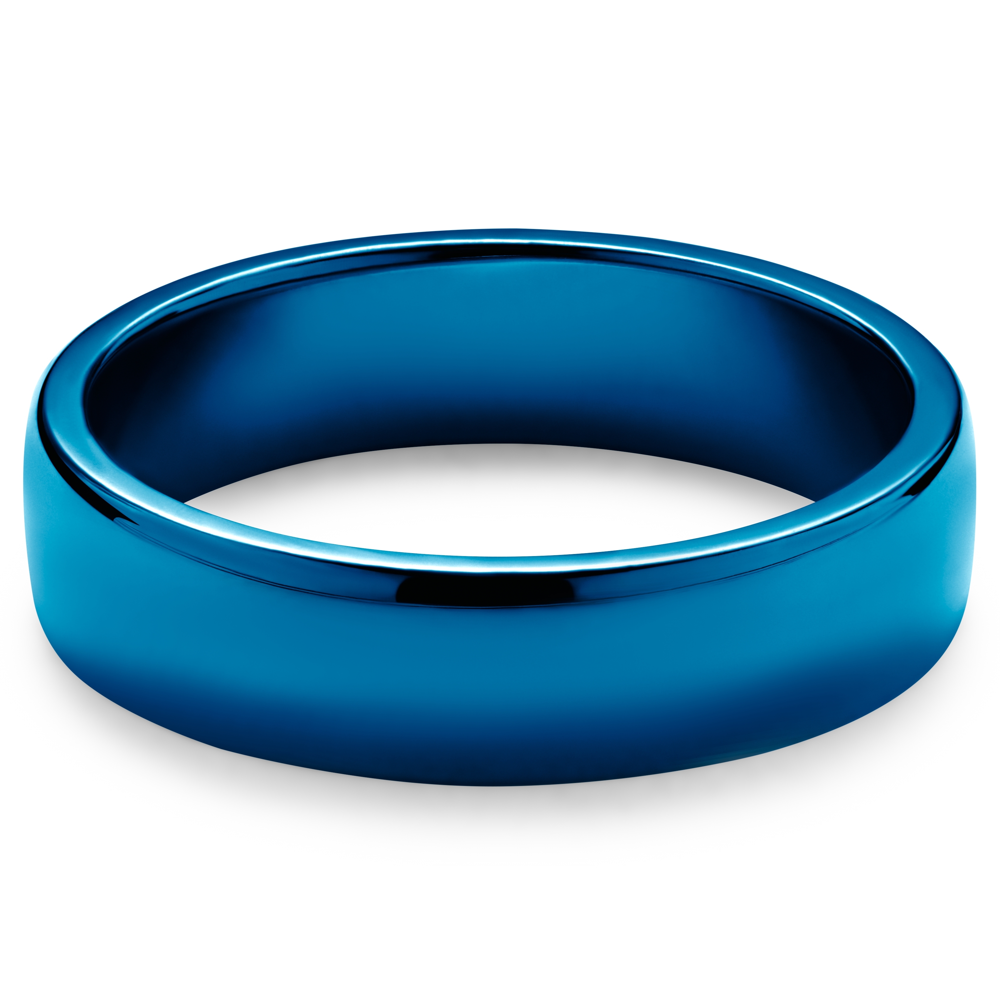 Ferrum | 6 mm D-förmiger Ring aus poliertem blauem Edelstahl - 4