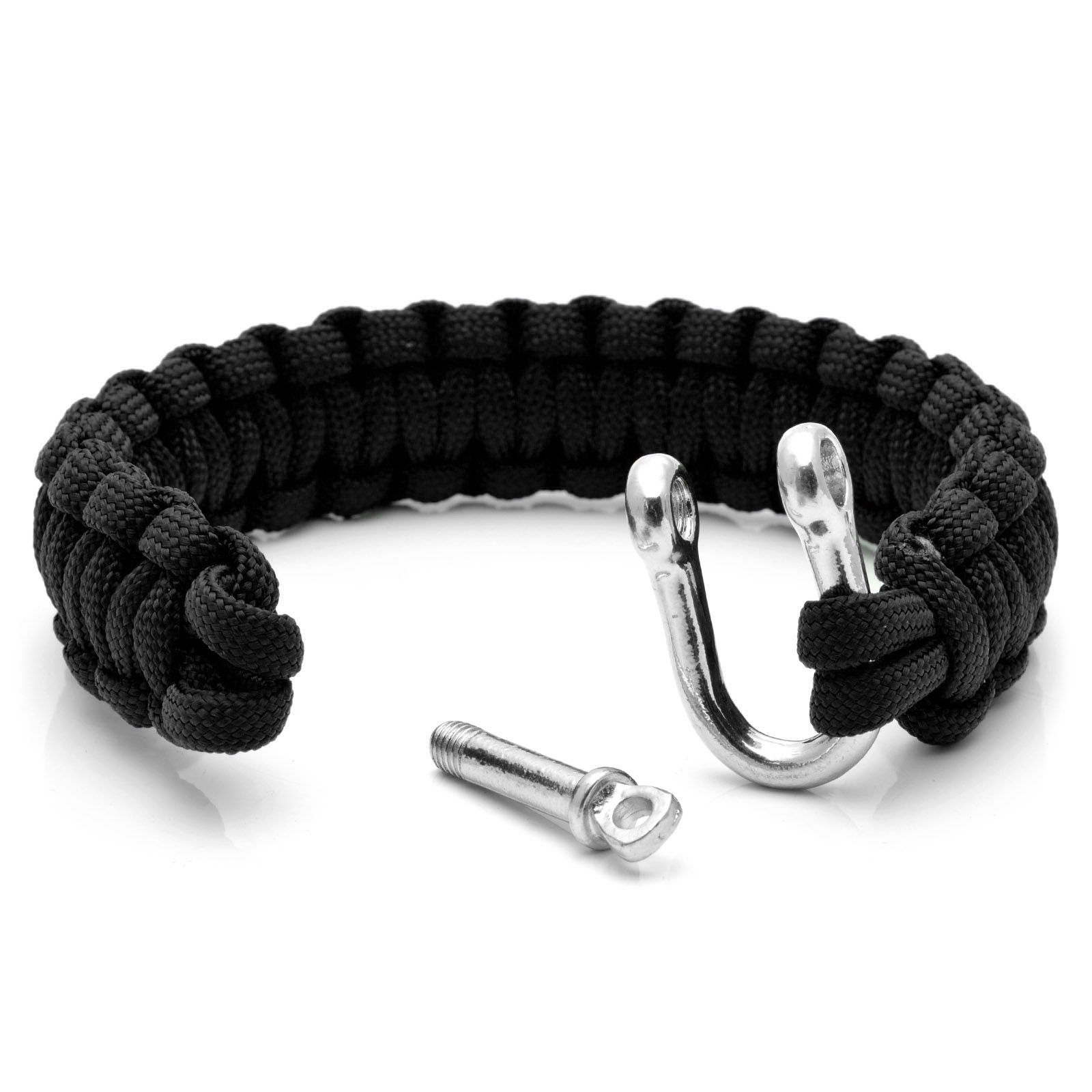 Black Paracord & Metal Lock Bracelet