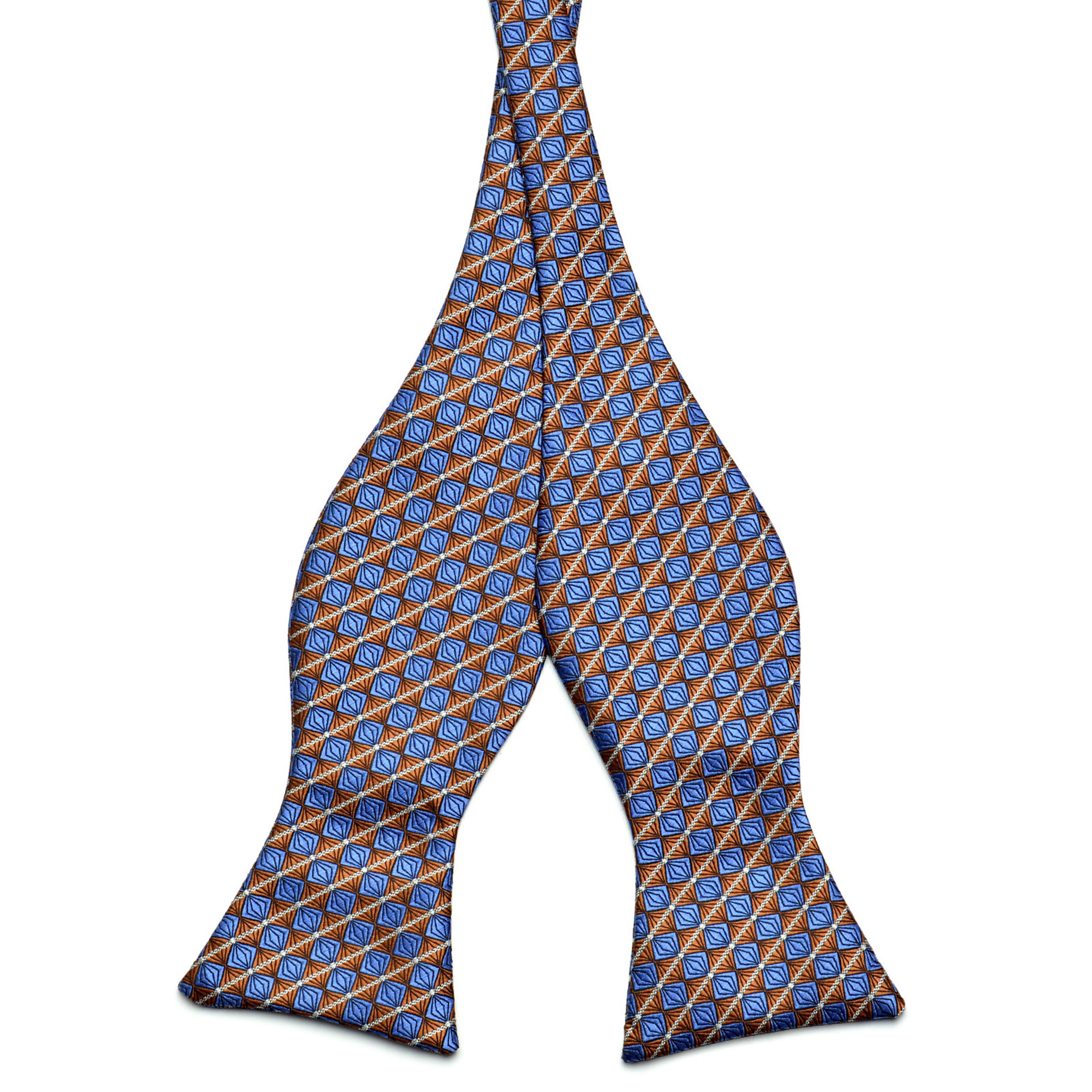 Arctic Blue & Golden Brown Microfiber Self-Tie Bow Tie