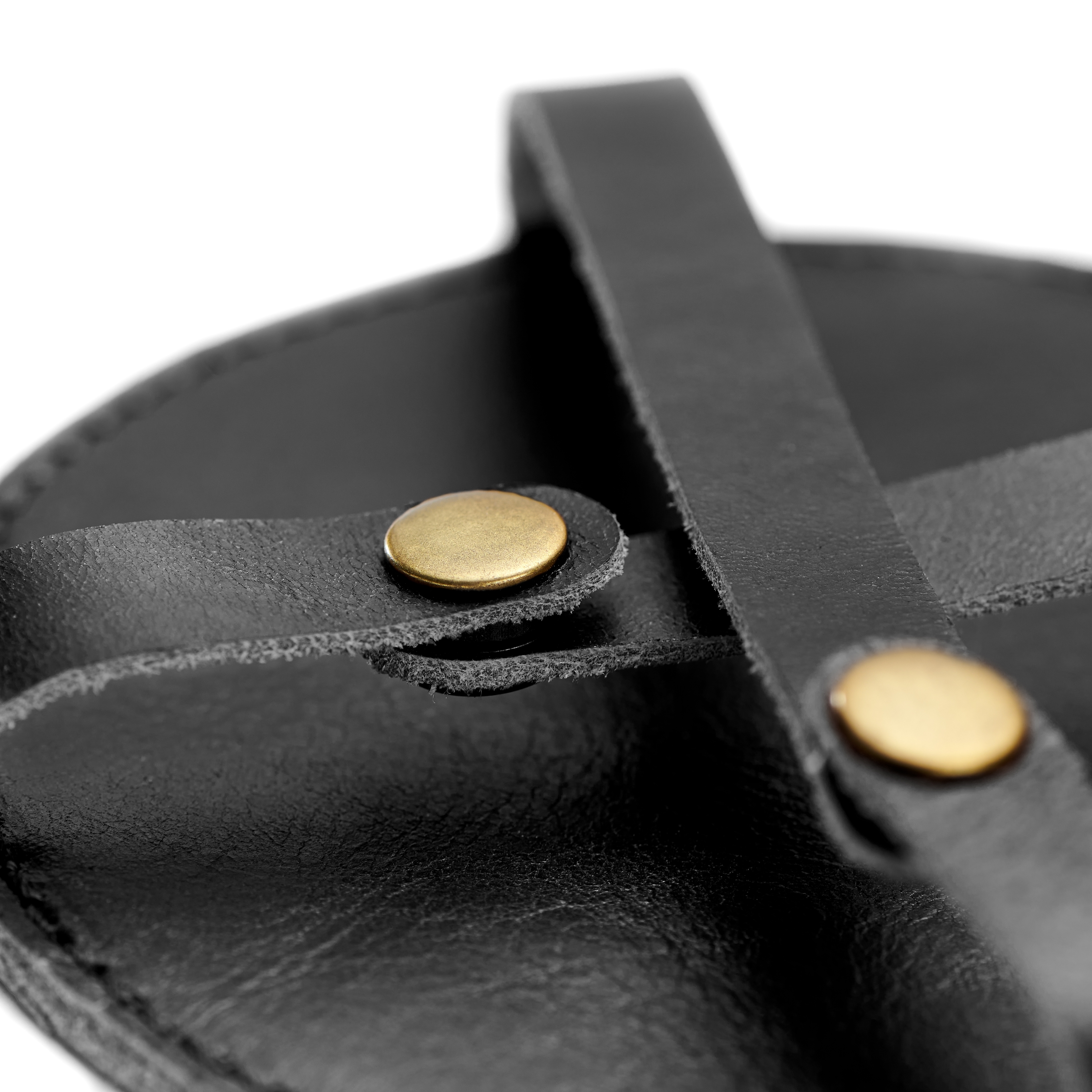 Leather Drink Coasters and Holder x4 | Black & Round - 3