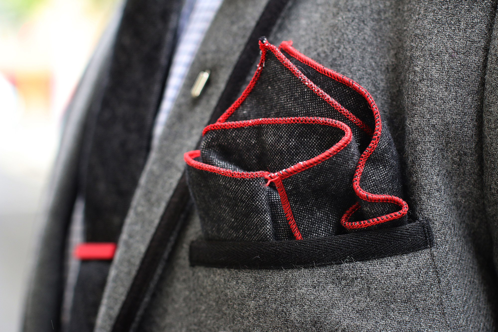 Classic Grey - Black Pocket Square - 3