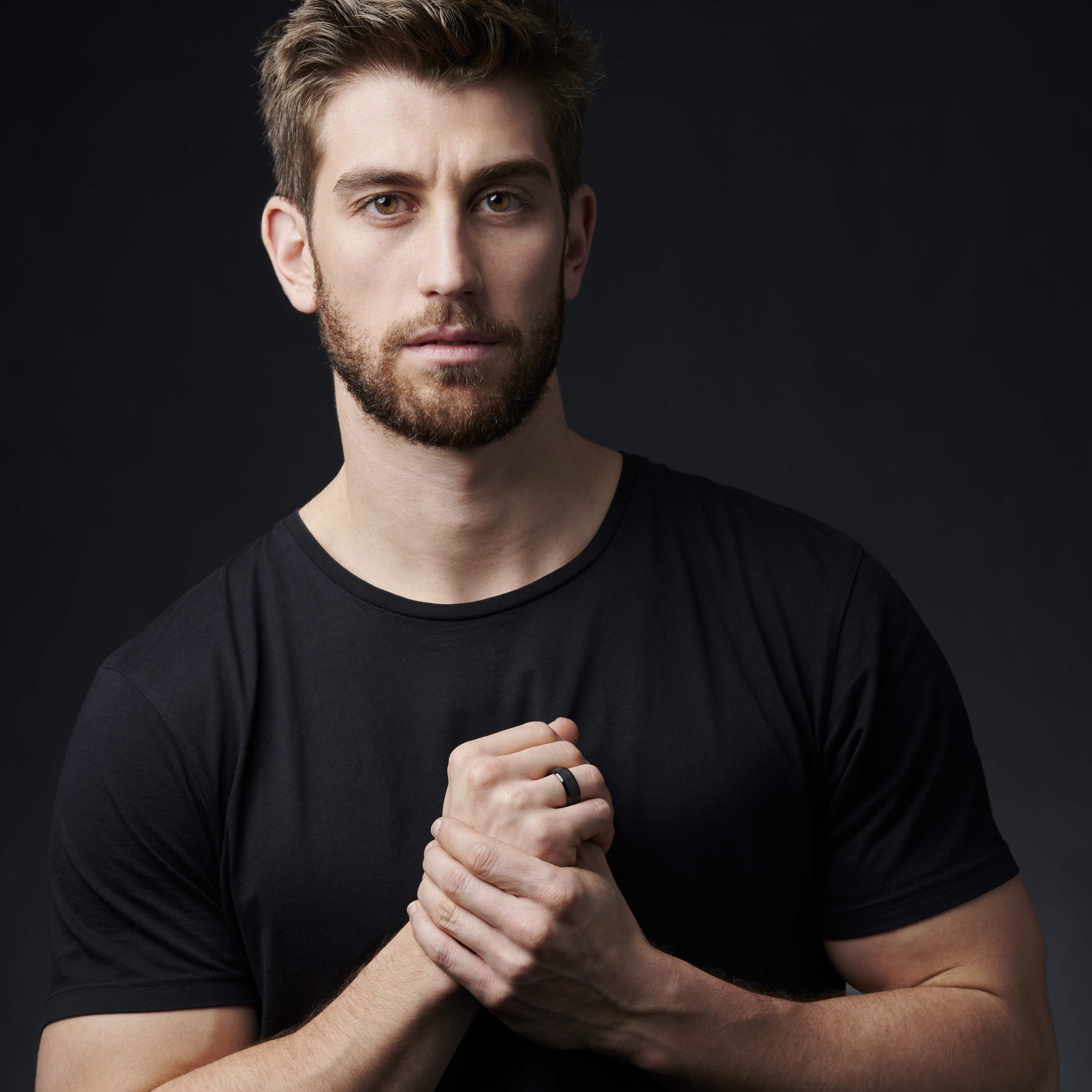 Sentio | Black Patterned Stainless Steel Ring - 5