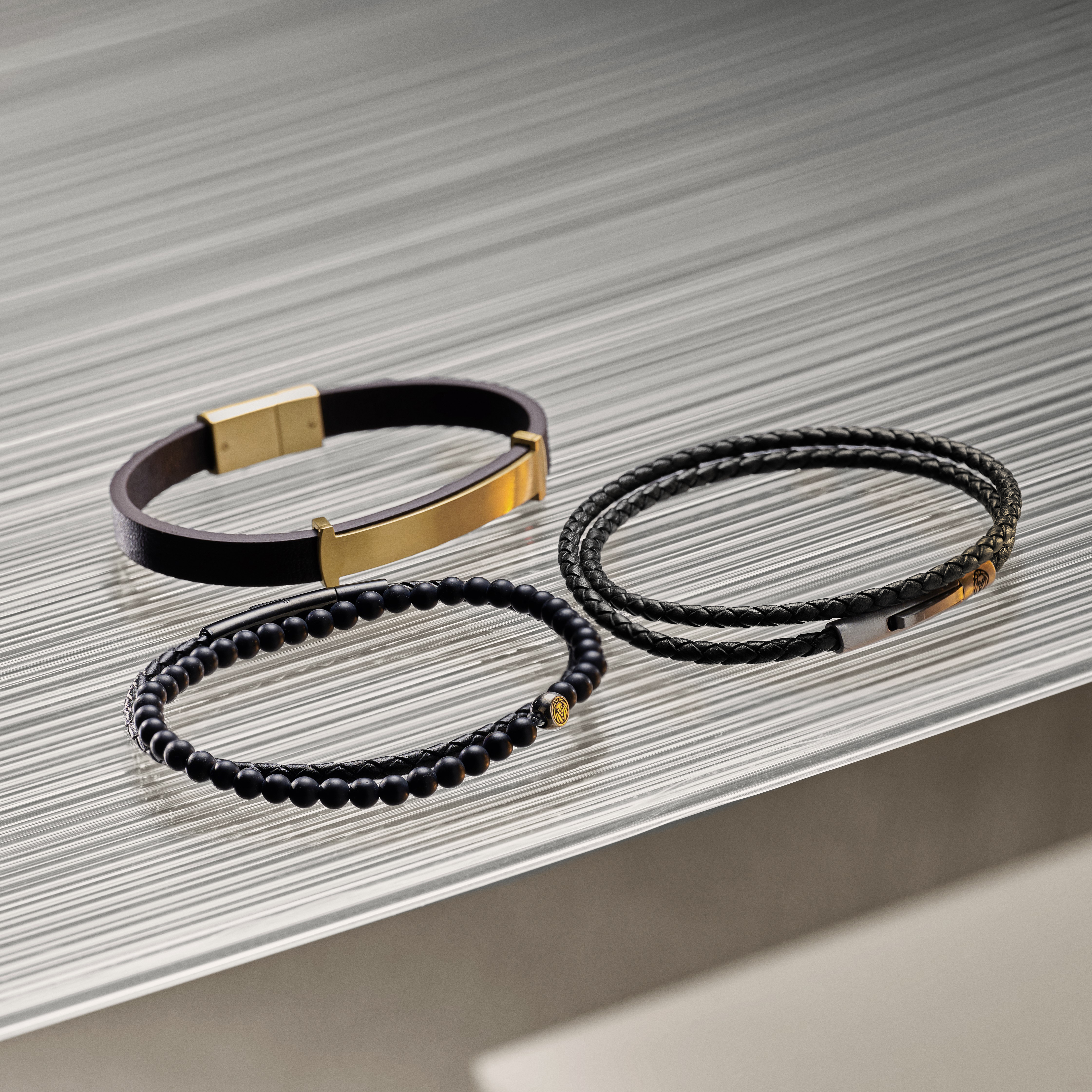 Pulsera de envoltura de cuero negro 3 mm Collins  - 6