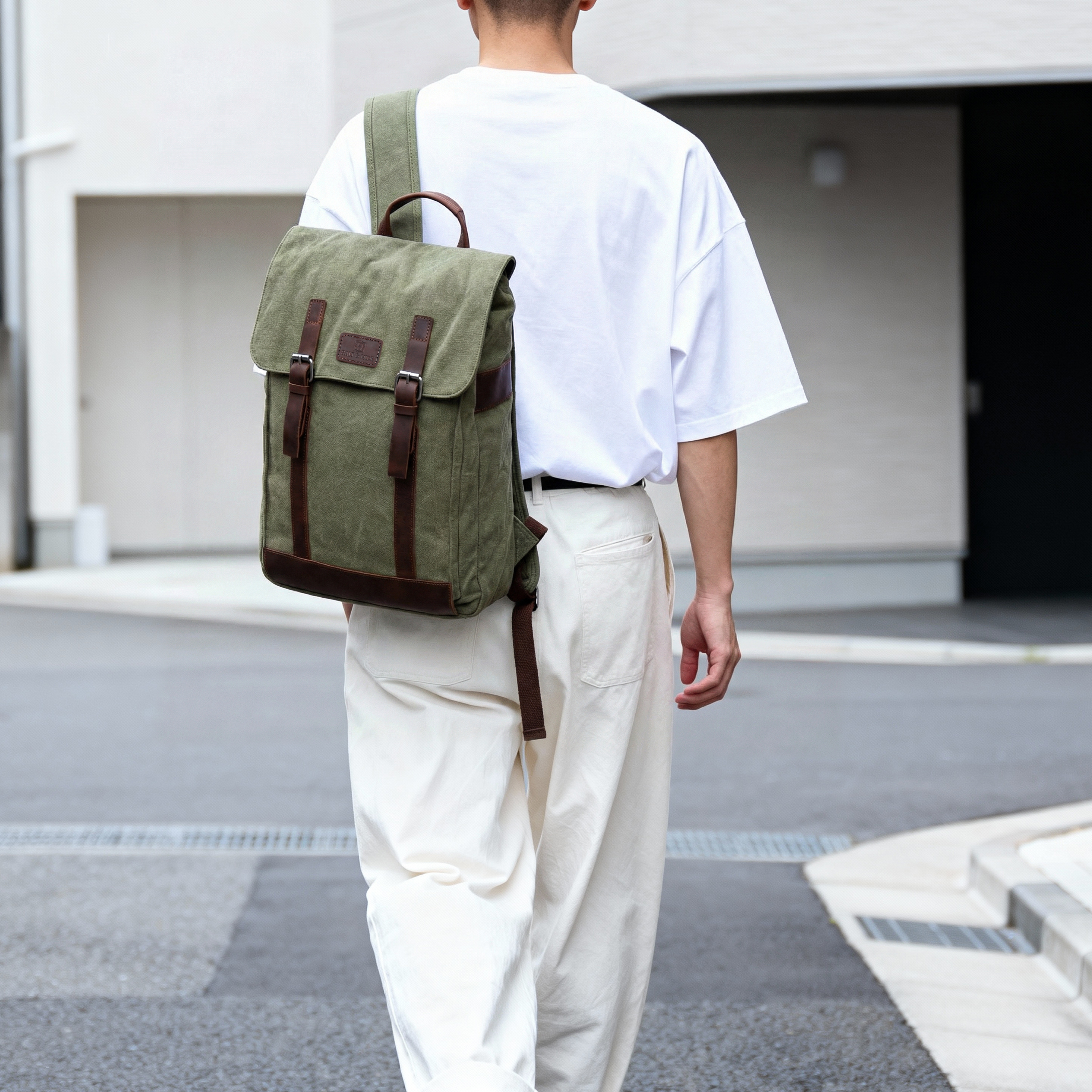 Slater Green & Brown Classic Backpack - 2