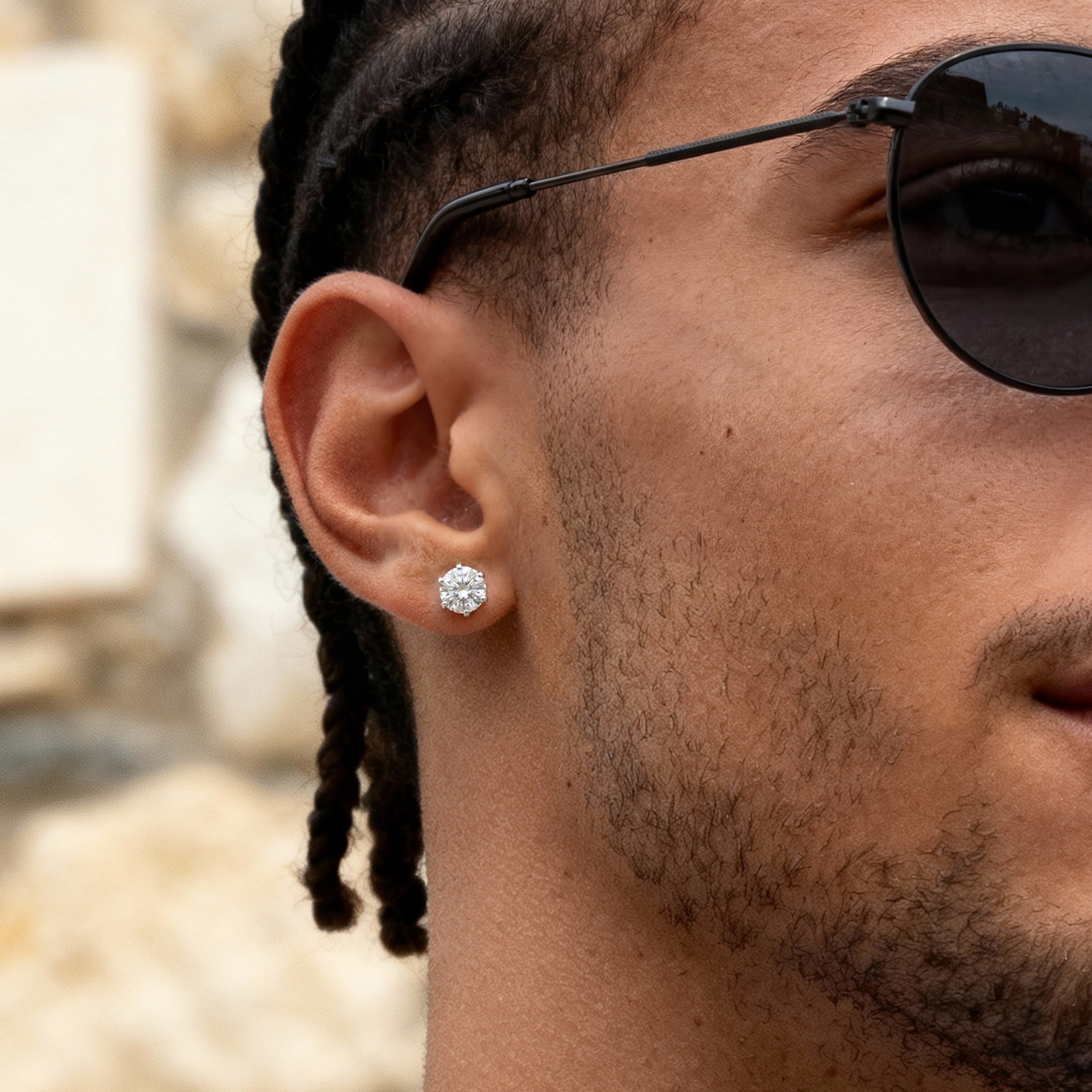 8 mm Round Zirconia & Silver-Tone Stainless Steel Stud Earring - 3