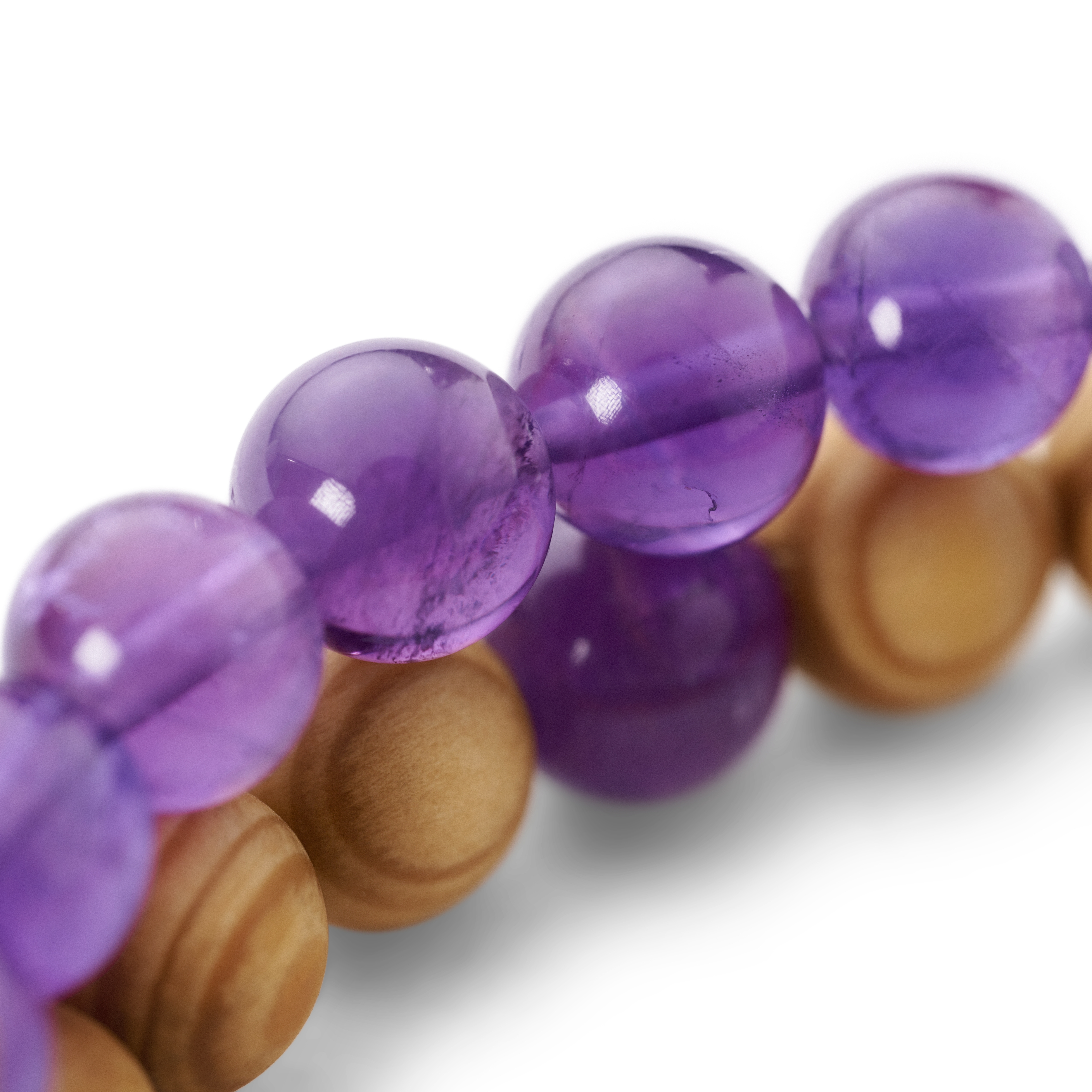 Lila Amethyst- & Holzarmband-Set - 3