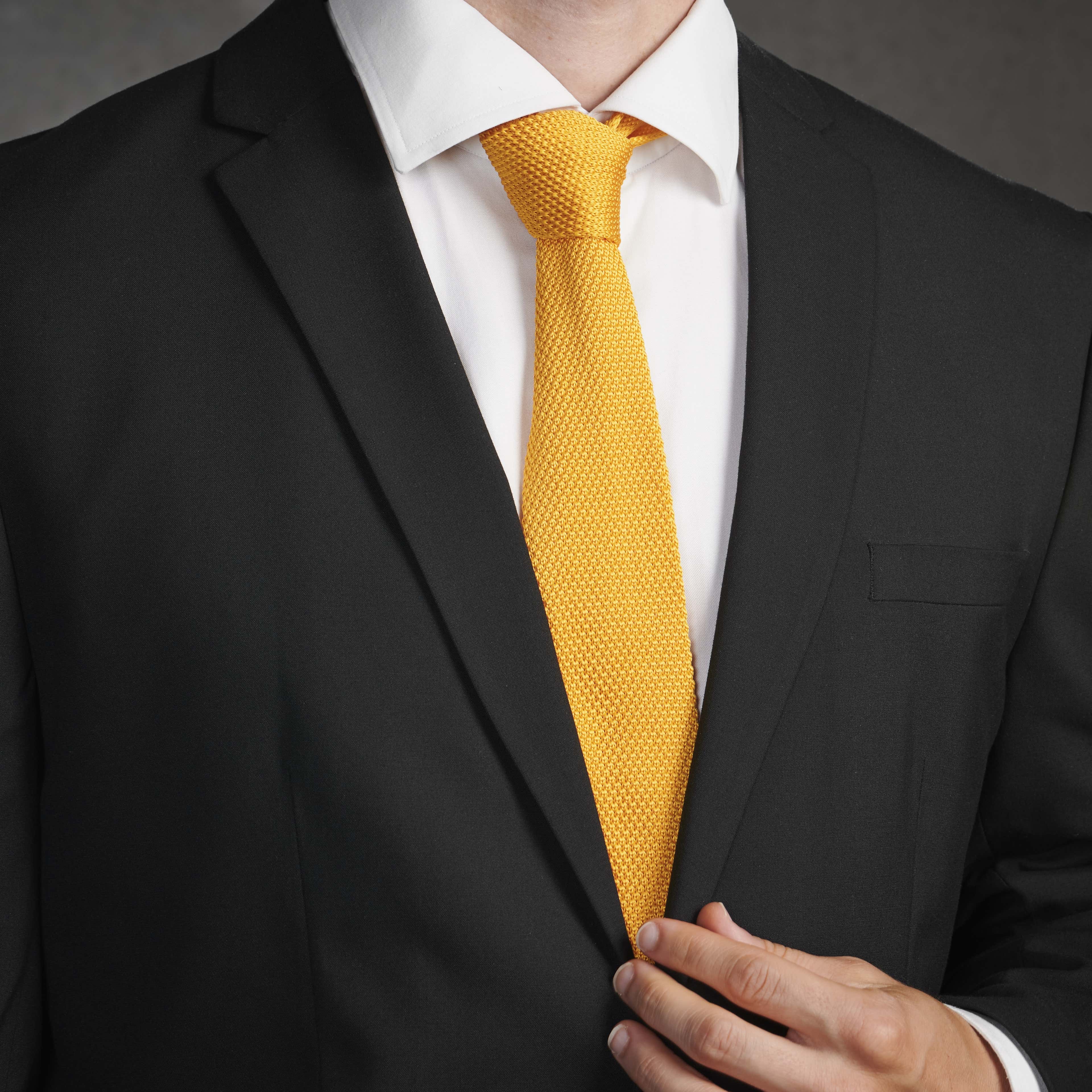 Yellow Knitted Tie - 3 - hover gallery