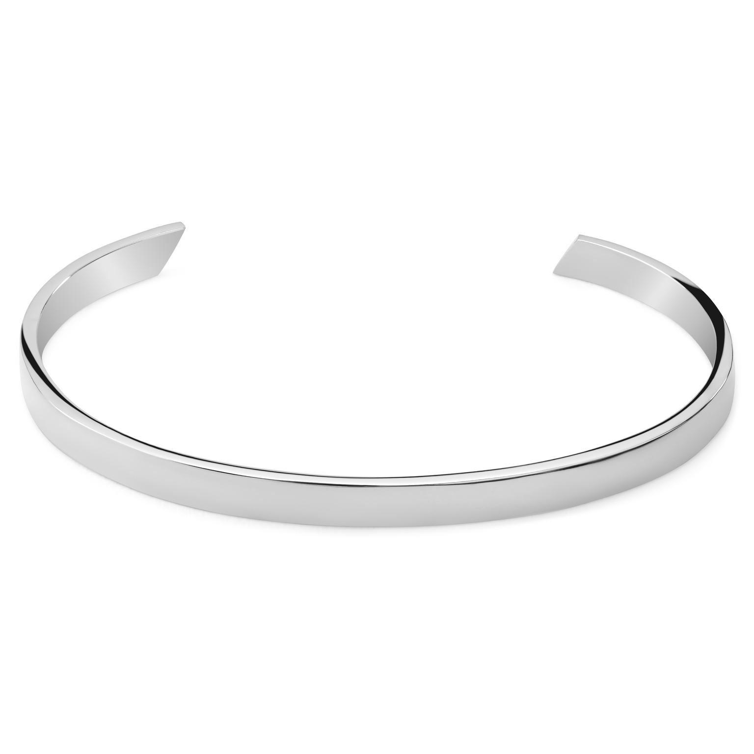 Rhodiumbelagt 925 Sterling Sølv Justerbart Manchetarmbånd - 5 mm Rhodiumbelagt 925 Sterling Sølv Justerbart Manchetarmbånd - 5 mm