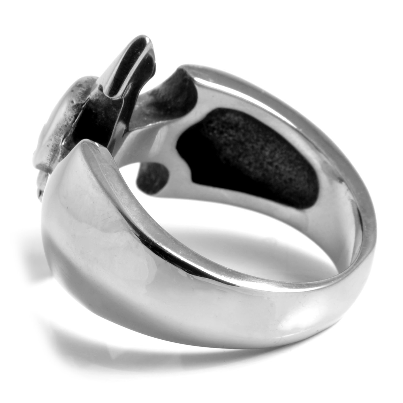 Silver-Tone & Black Stainless Steel  Arrow Head Skeleton Skull Ring - 3