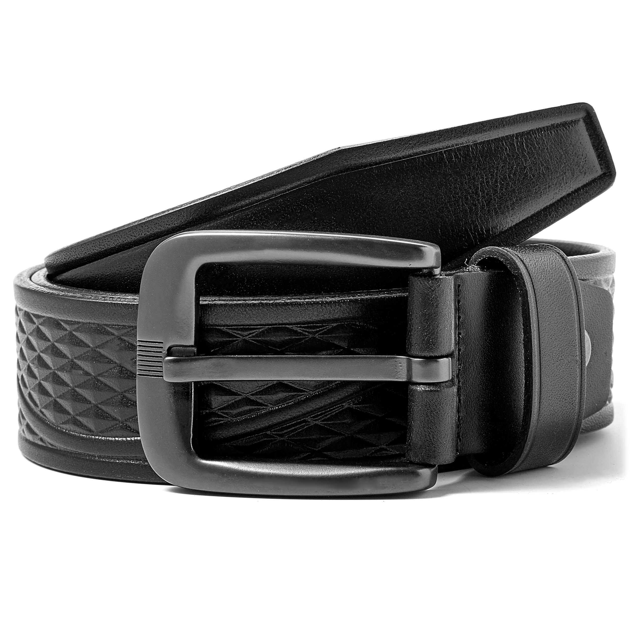 Schwarzer Gürtel mit detailliertem Muster - 1