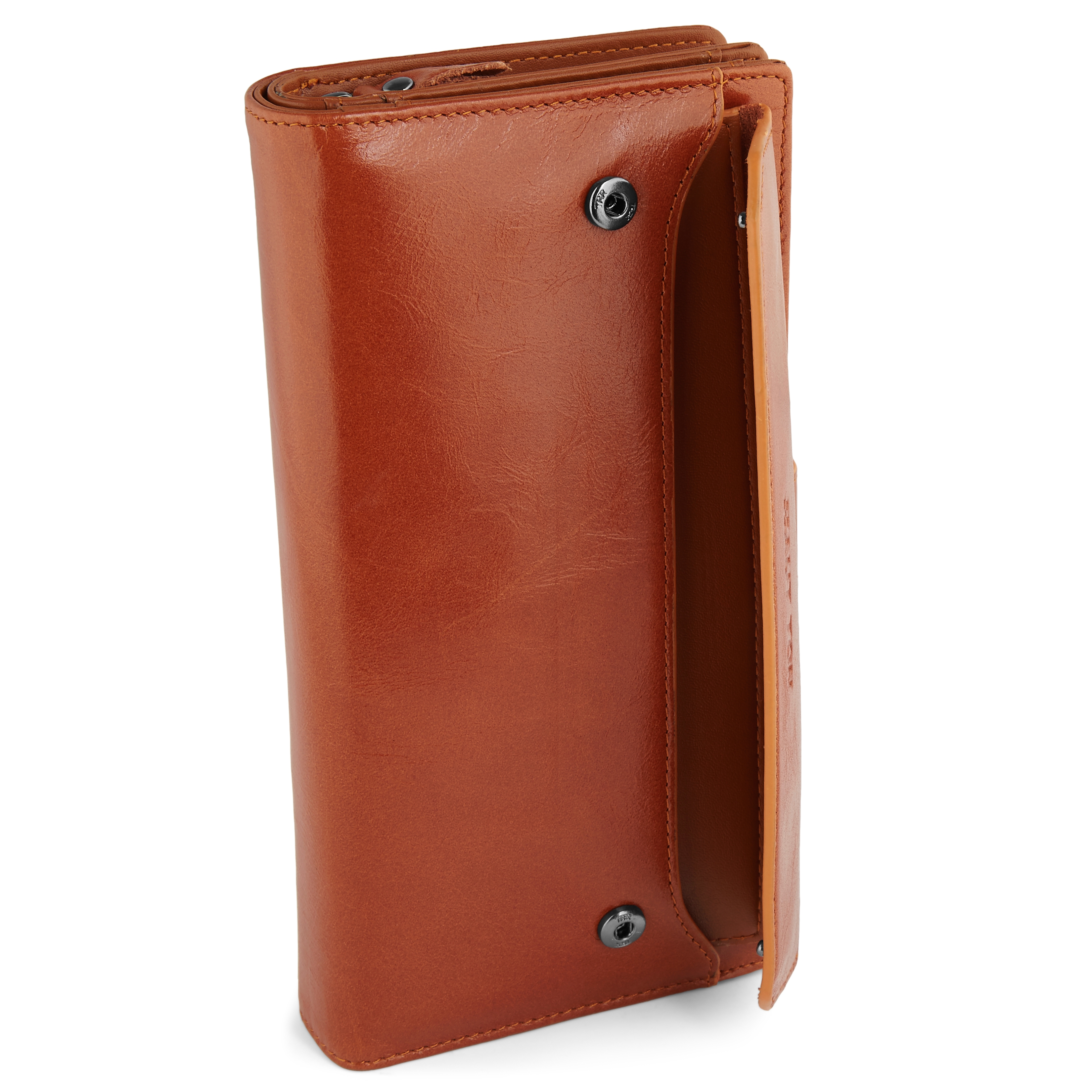 Cartera grande y lisa de color canela  - 3