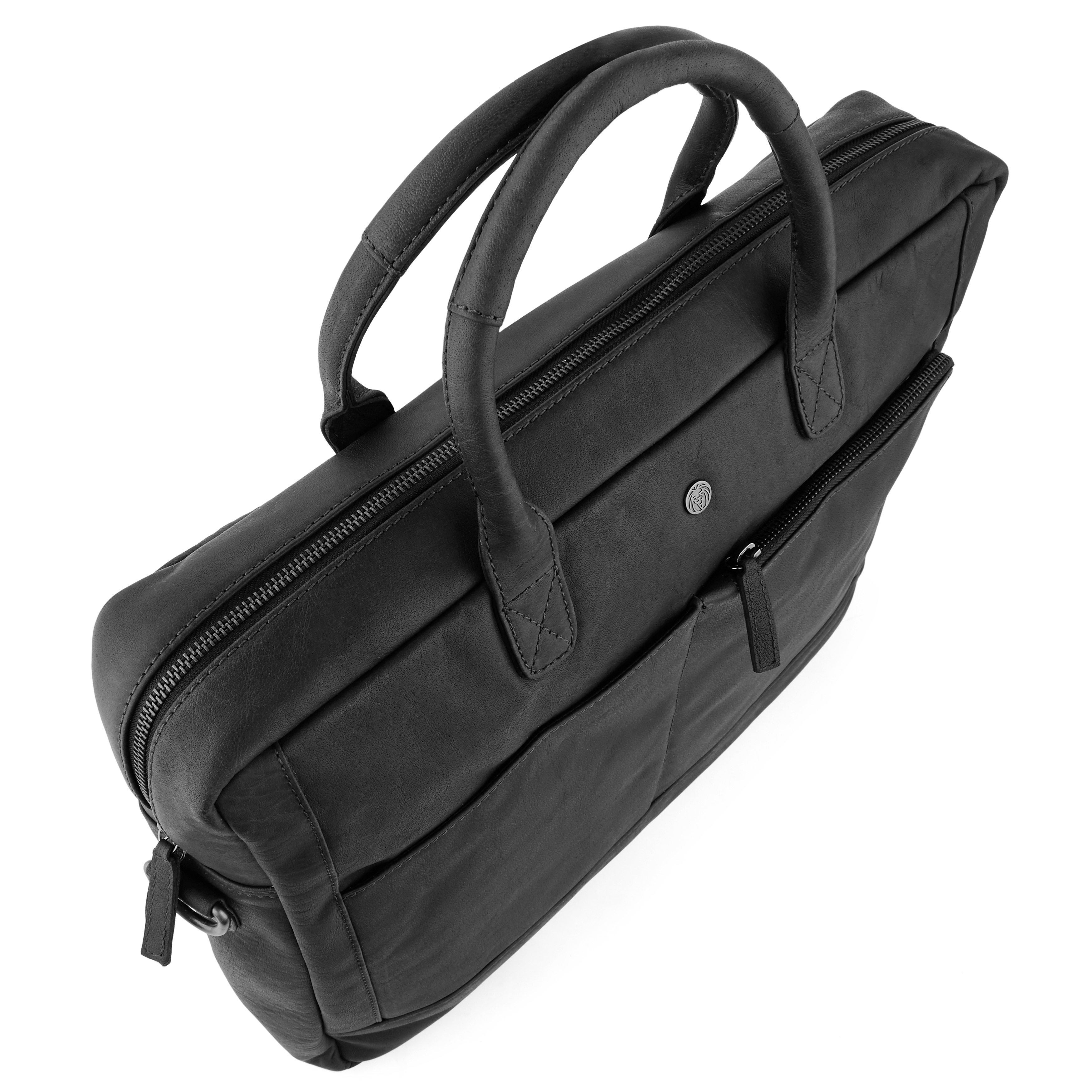 Oxford Classic Black Laptop Leather Bag - 6