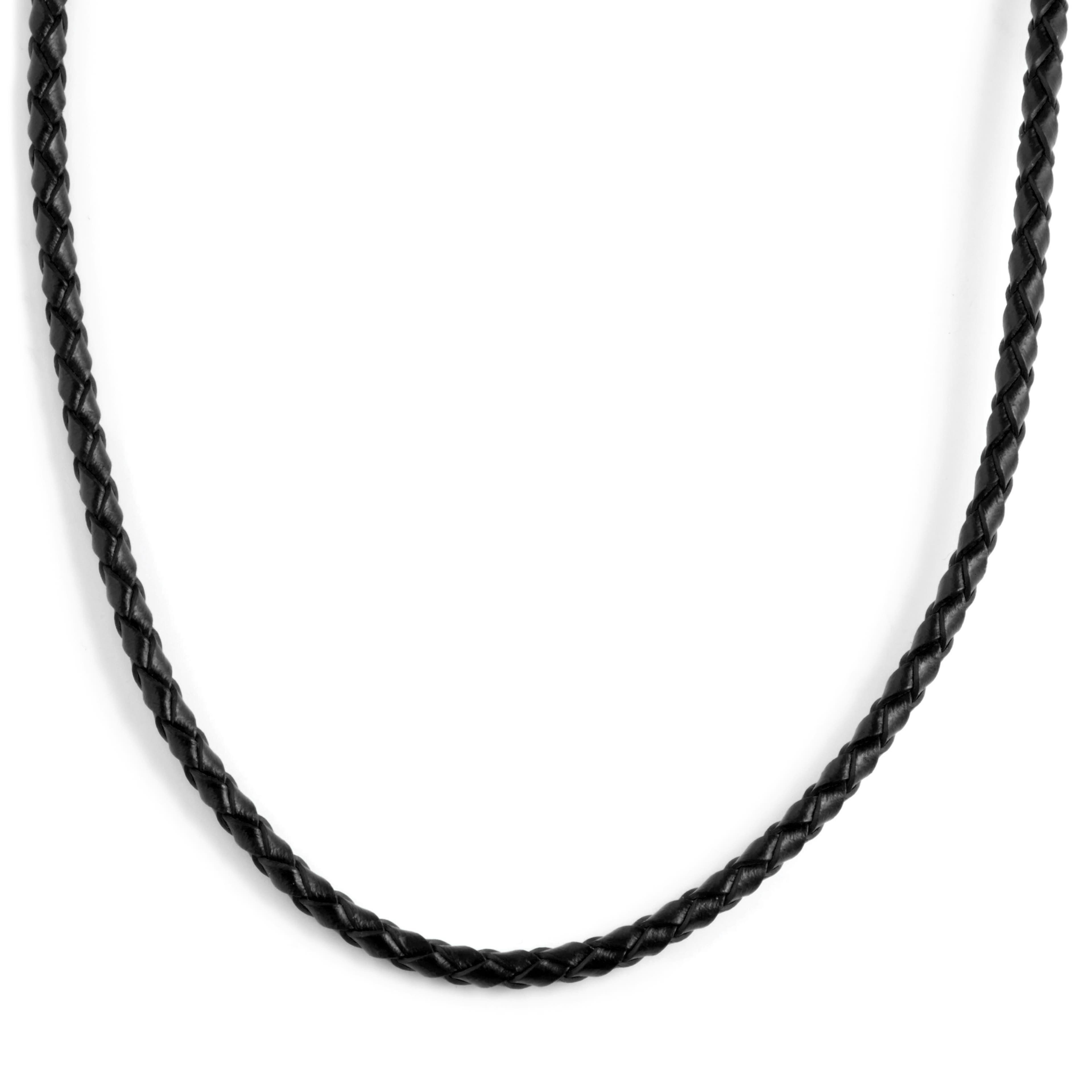 Черно плетено кожено колие 3 мм