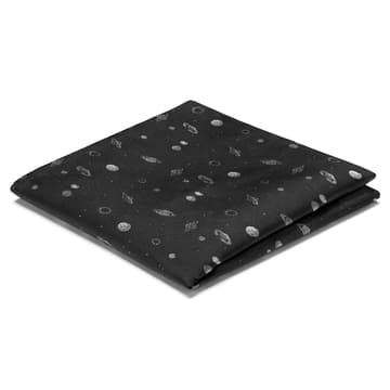 Musta kaksipuolinen planeettakuosinen taskuliina Musta kaksipuolinen planeettakuosinen taskuliina