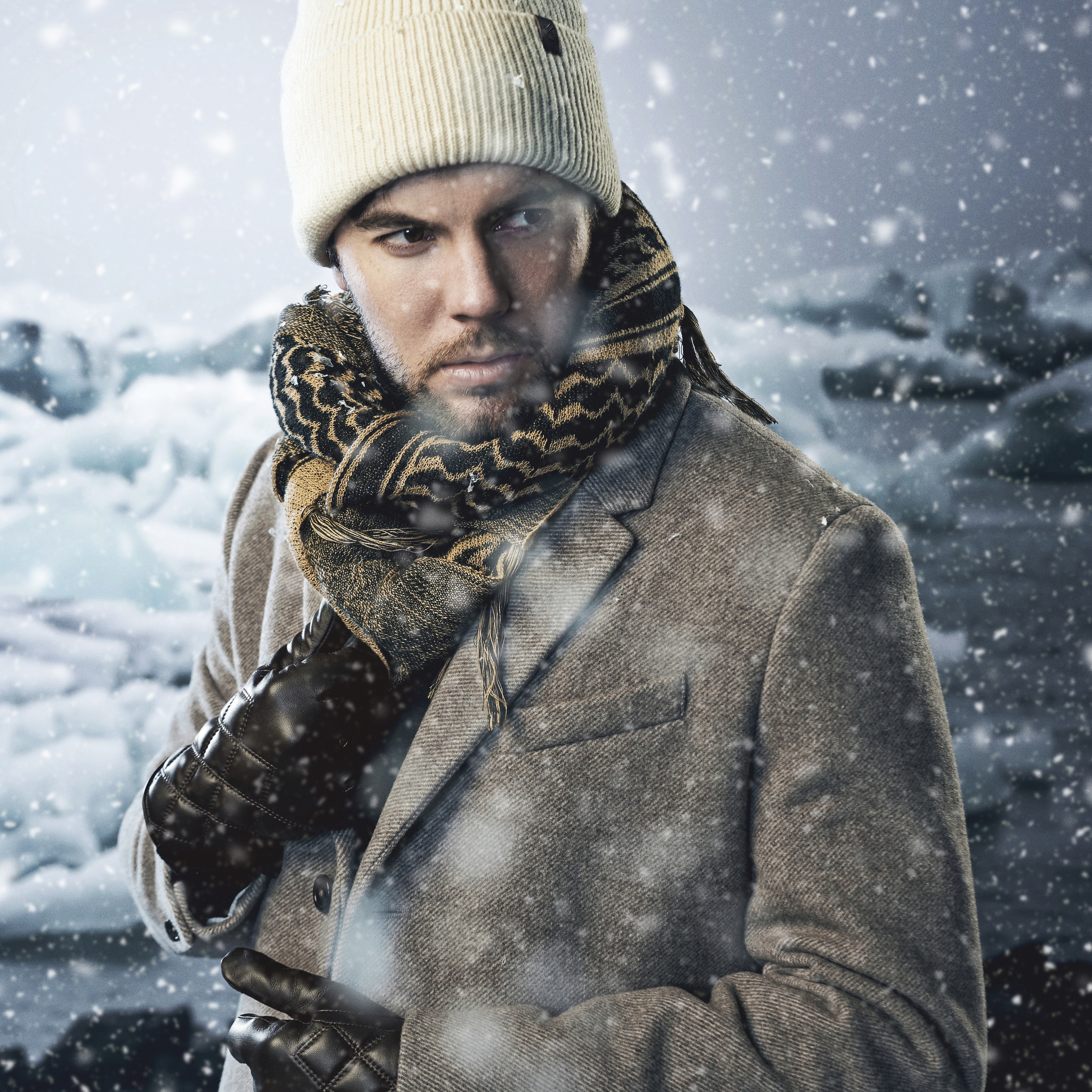 Braune, gesteppte Touchscreen-Lederhandschuhe - 3