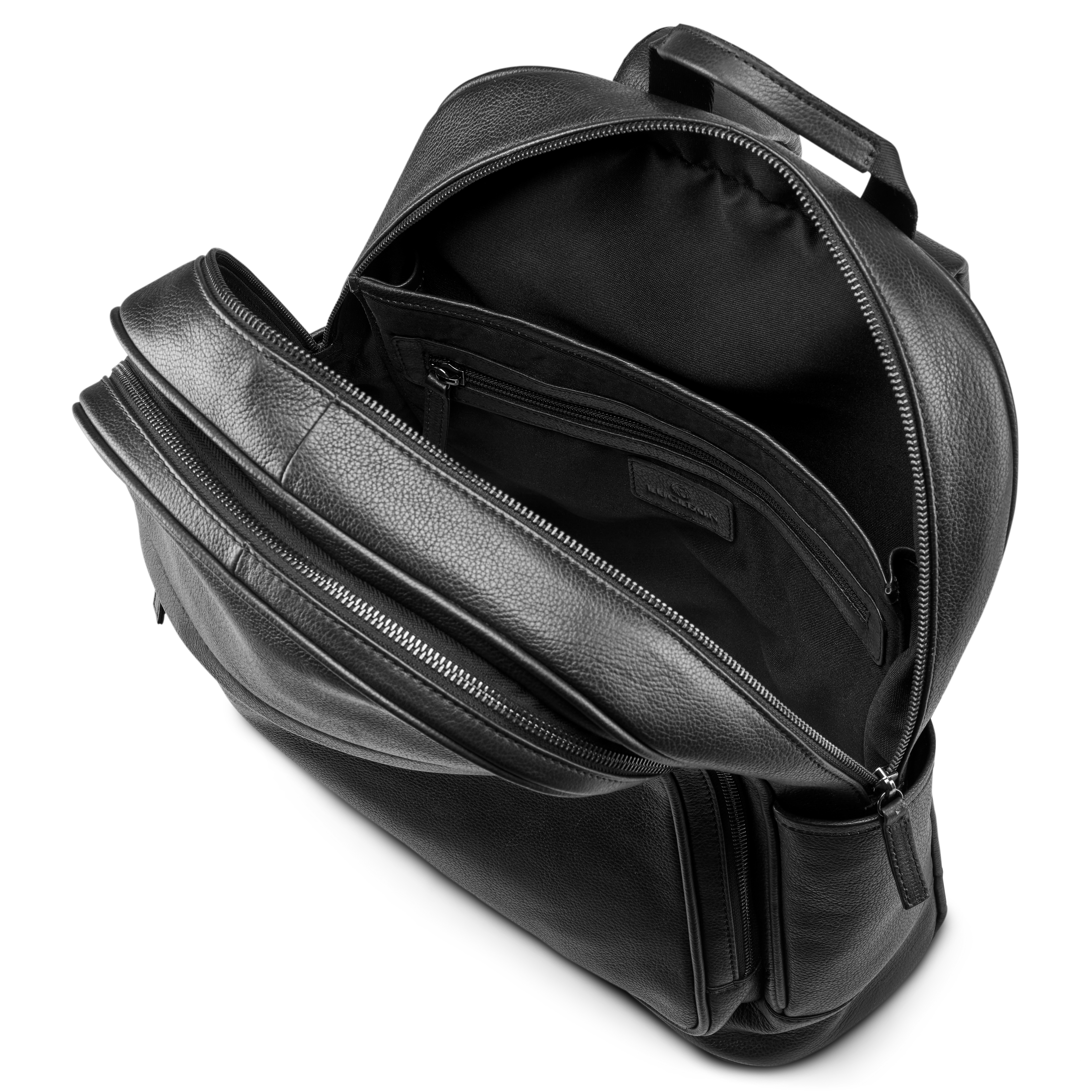 Sort Laptop Ryggsekk av Fullnarvet Skinn - 5