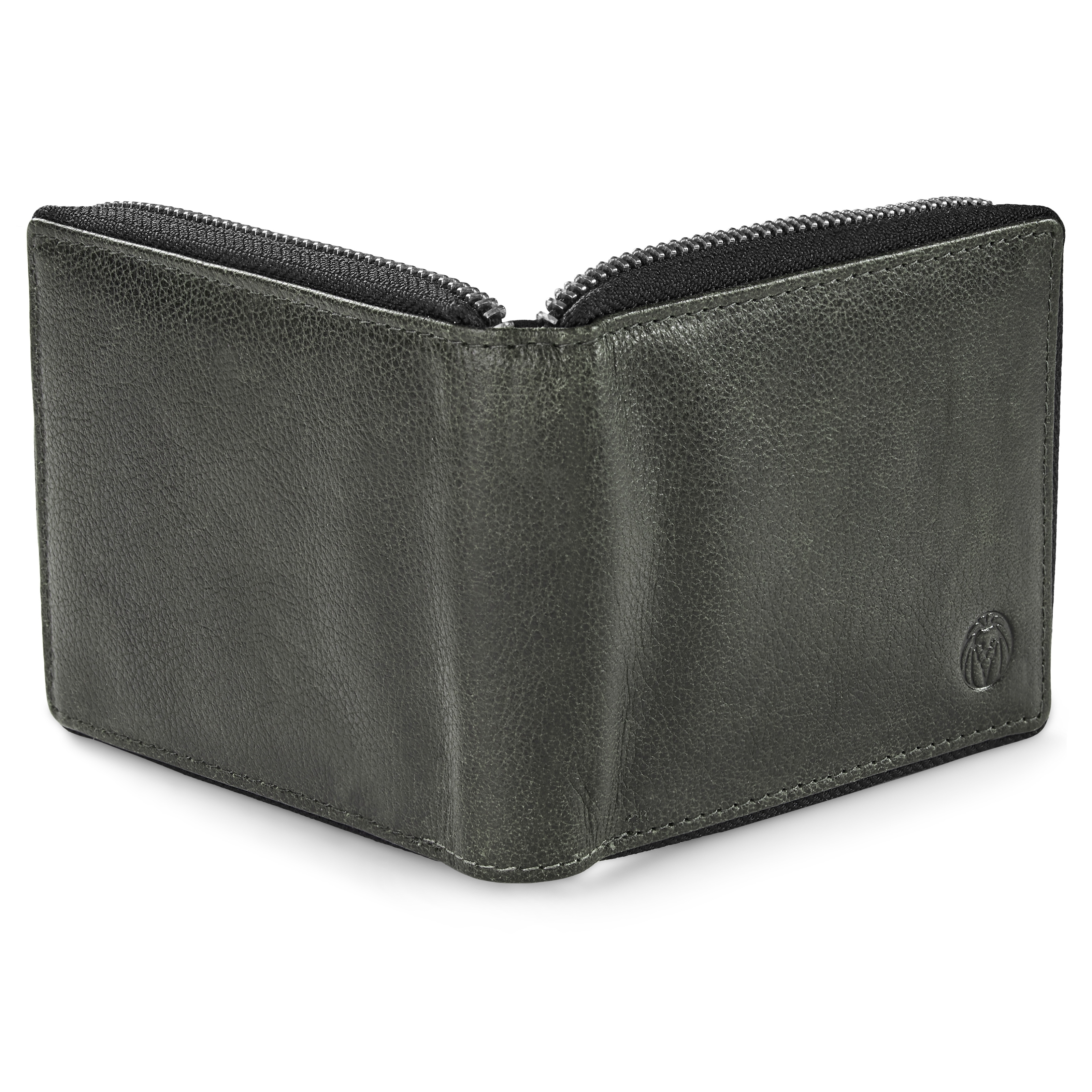 Licio Braungraue RFID Leder Geldbörse Mit Reißverschluss - 6