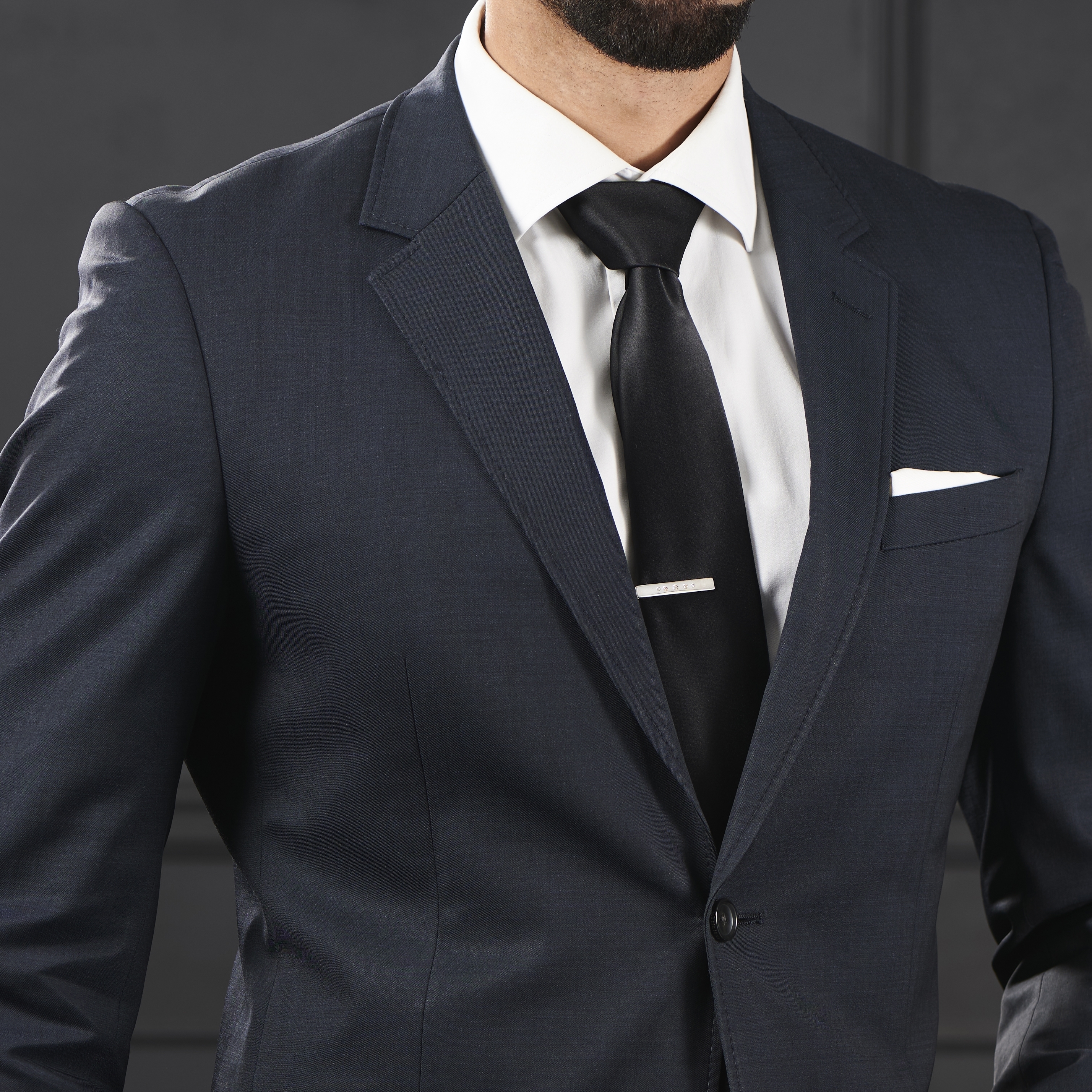 925s Sølv Kort Slipsklype med Runde Steiner - 5