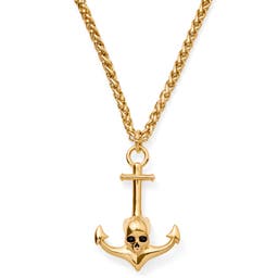 Tadd Gold-tone Anchor & Skull Necklace