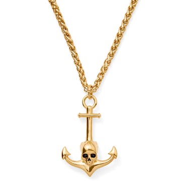Collar con ancla y calavera dorado Tadd Collar con ancla y calavera dorado Tadd