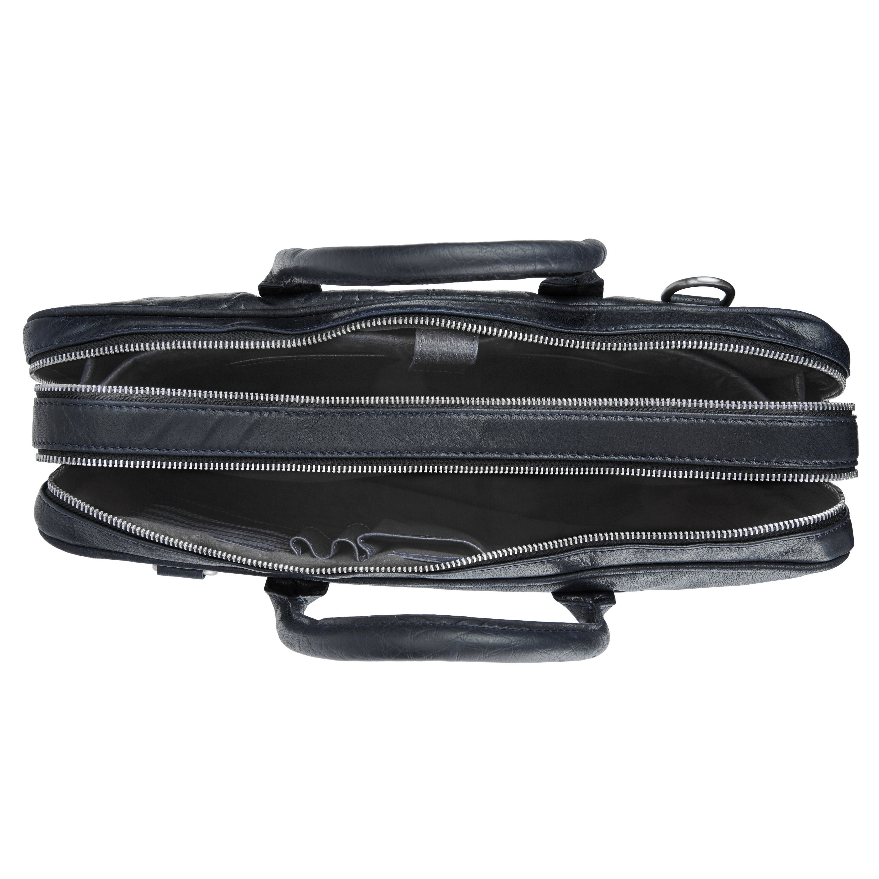 Montreal Double Zip Executive Navy Blue Leather Bag - 12