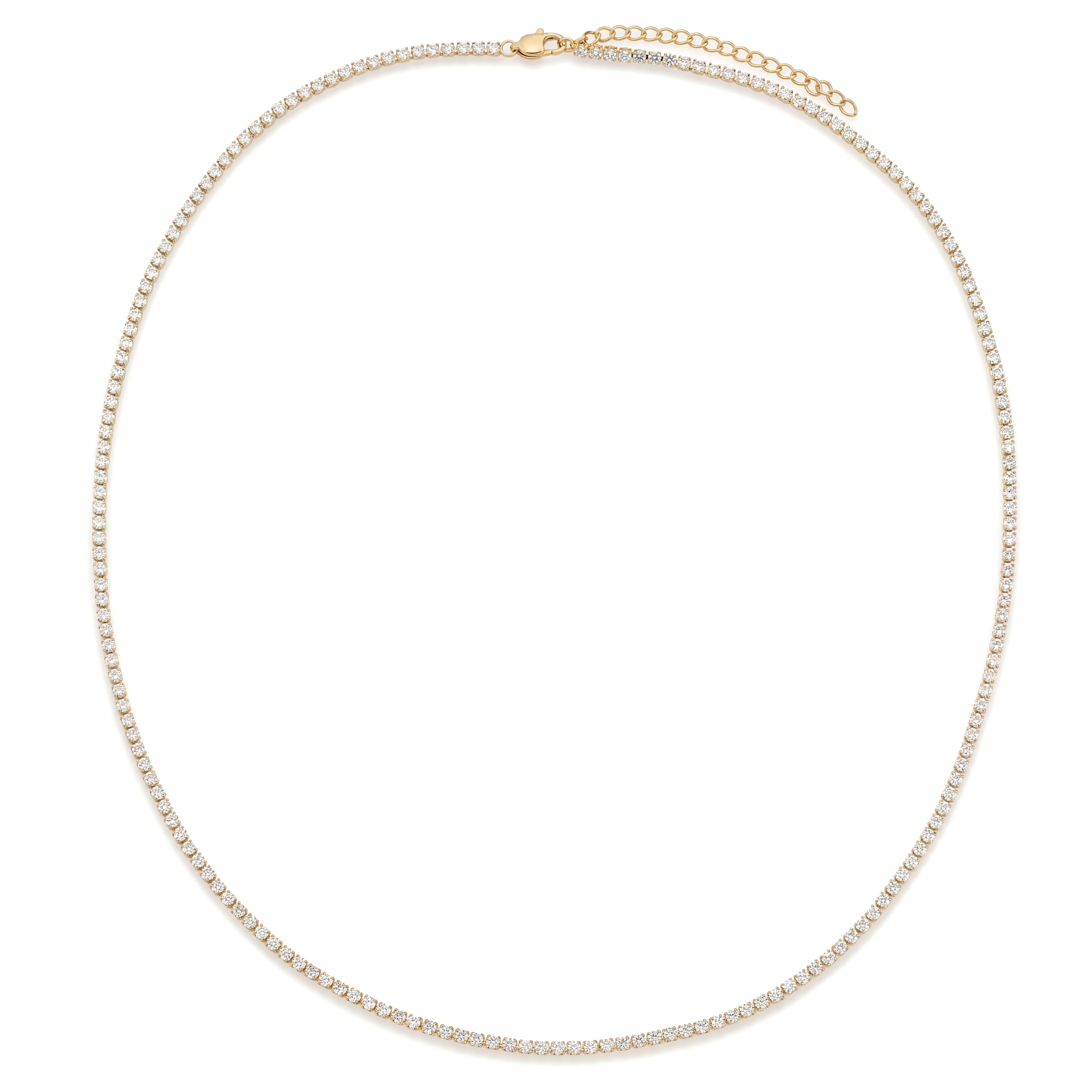 Dazzle | 2 mm 14K auksu dengta skaidraus cirkonio teniso tipo kaklo papuošalas - 2