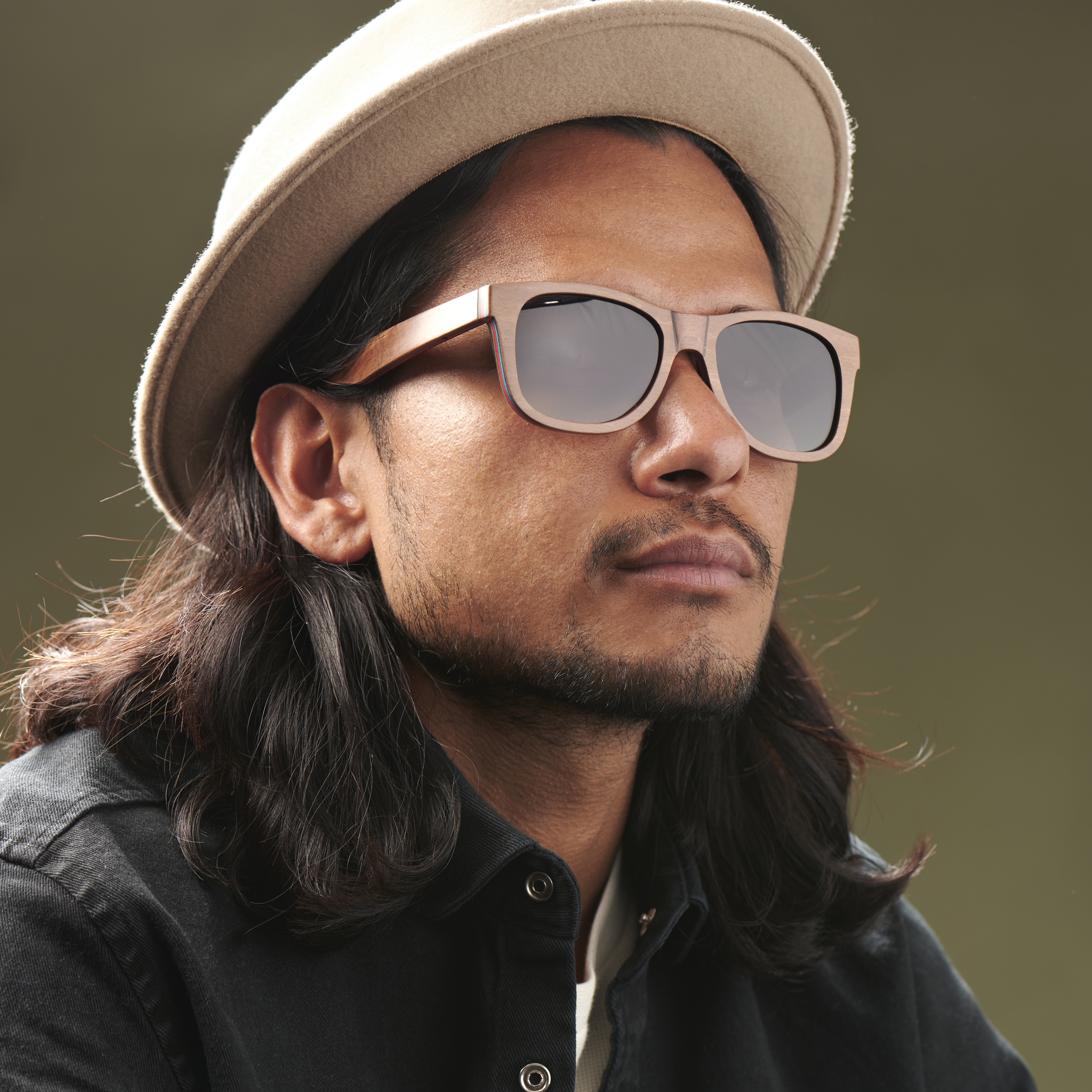 Polarisierte Skateboard Holz Sonnenbrille In Braun & Grau  - 4