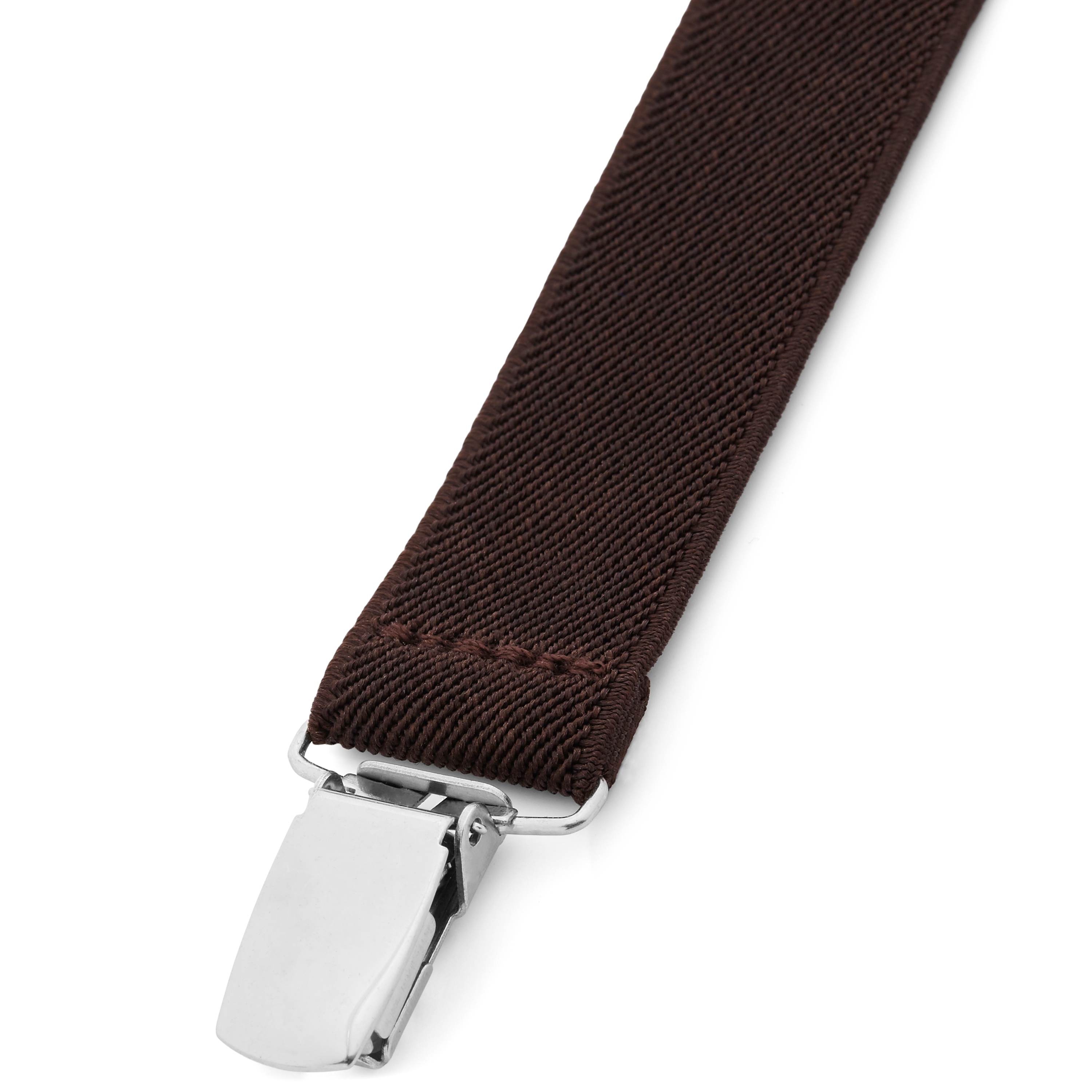 Slim Dark Brown Clip-On Suspenders - 4