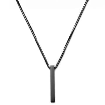 Polished Black Stainless Steel Bar Pendant Necklace Polished Black Stainless Steel Bar Pendant Necklace