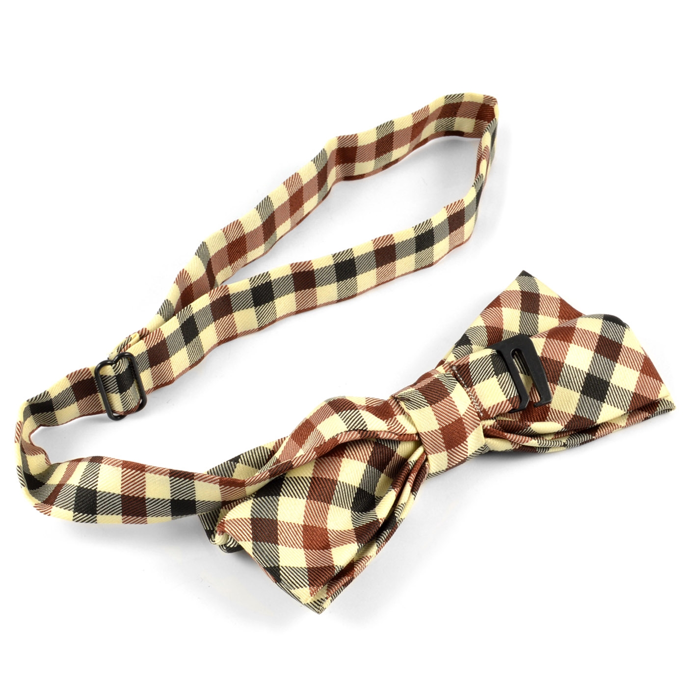 Noeud papillon à carreaux crème  - 3