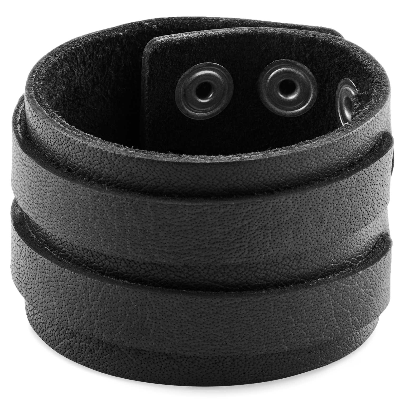 Wide Black 2 Striped Leather Bracelet | In stock! | Collin Rowe