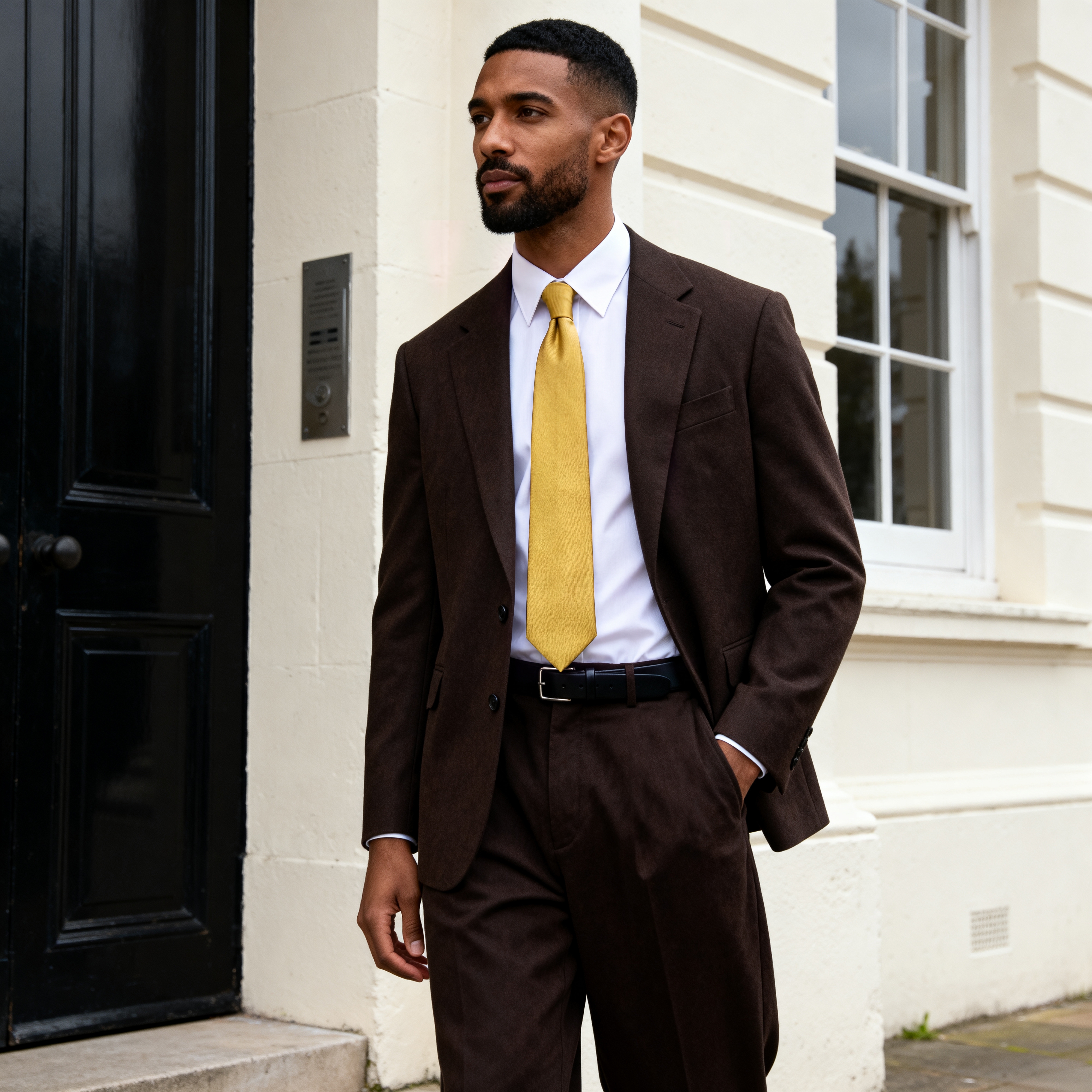3 1/8" (8 cm) Golden Brown Satin Tie - 3