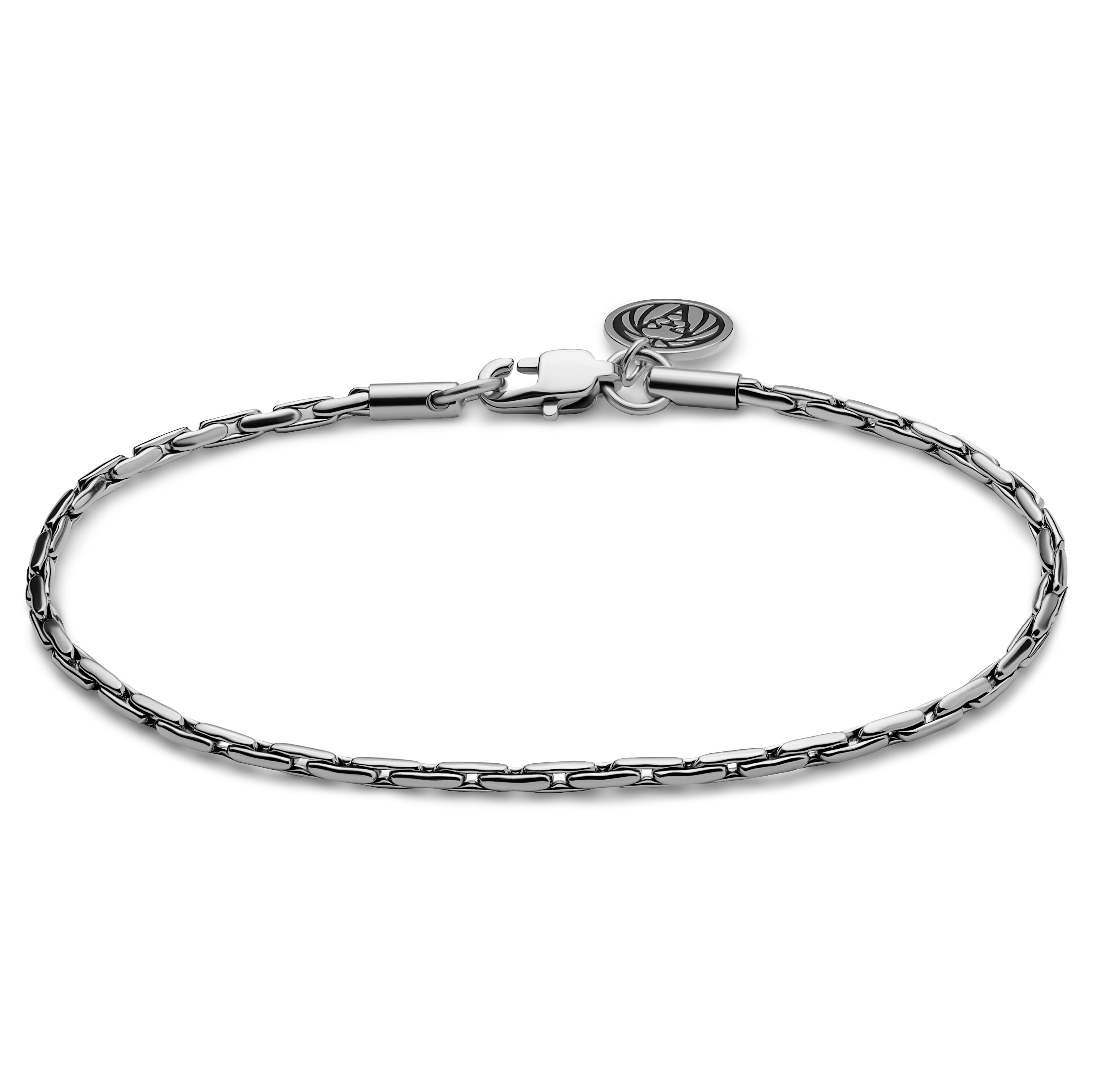 Essentials | 2 mm Silver-Tone Rectangular Box Chain Bracelet Essentials | 2 mm Silver-Tone Rectangular Box Chain Bracelet