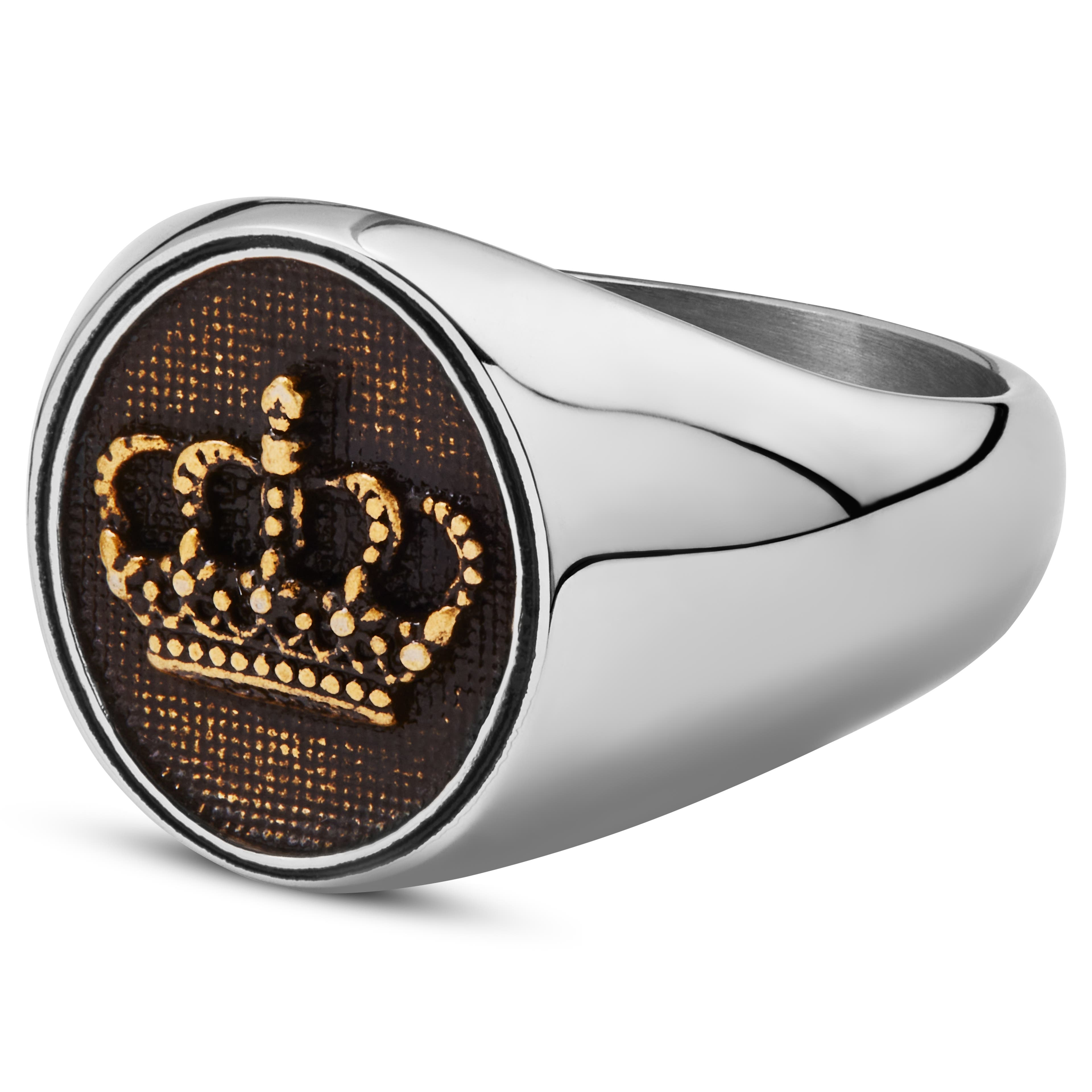 Vasilios Isaac pečetní prsten s korunkou zlaté barvy