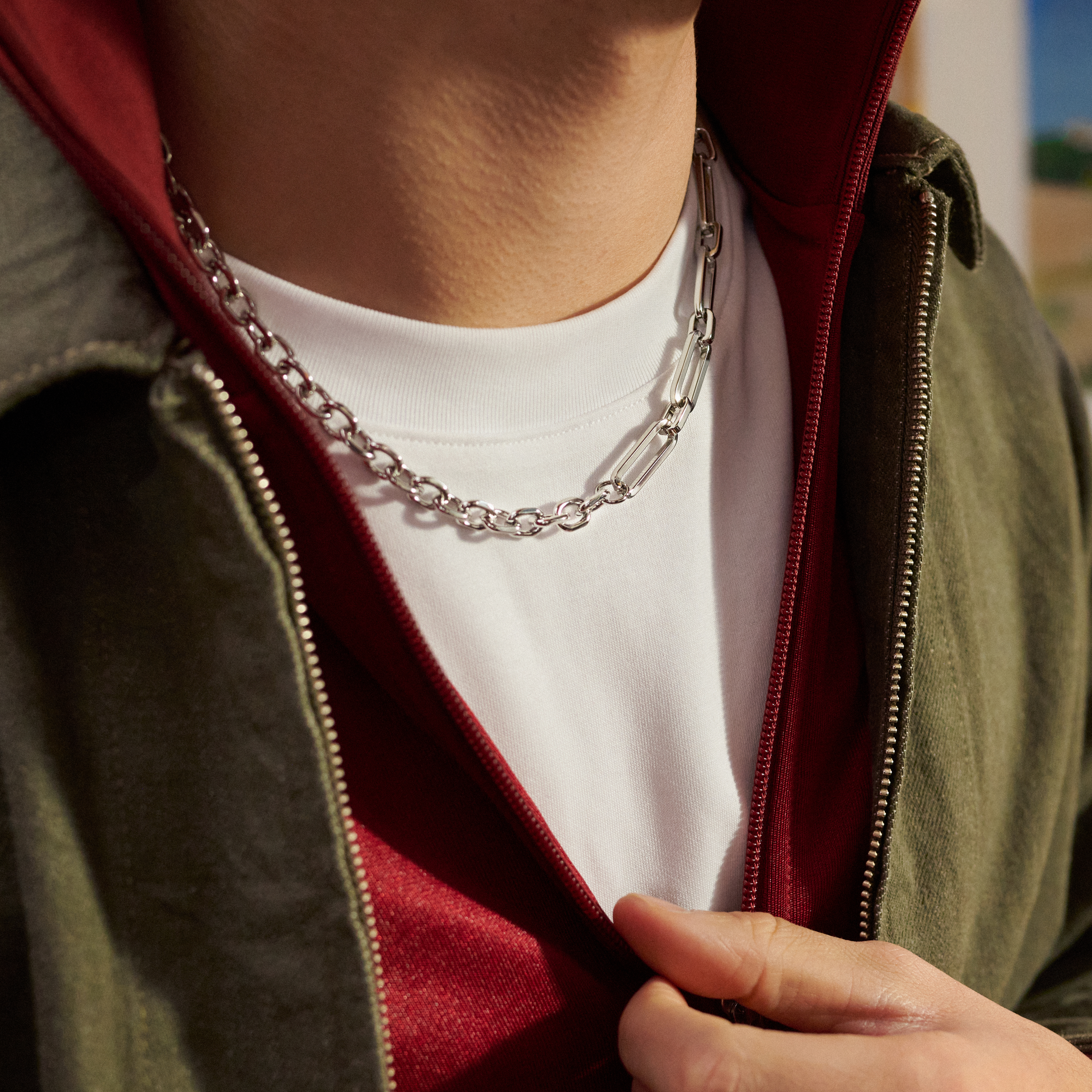 New Classics | Ezüst tónusú rozsdamentes acél anker és gemkapocs lánc nyaklánc 8 mm - 2