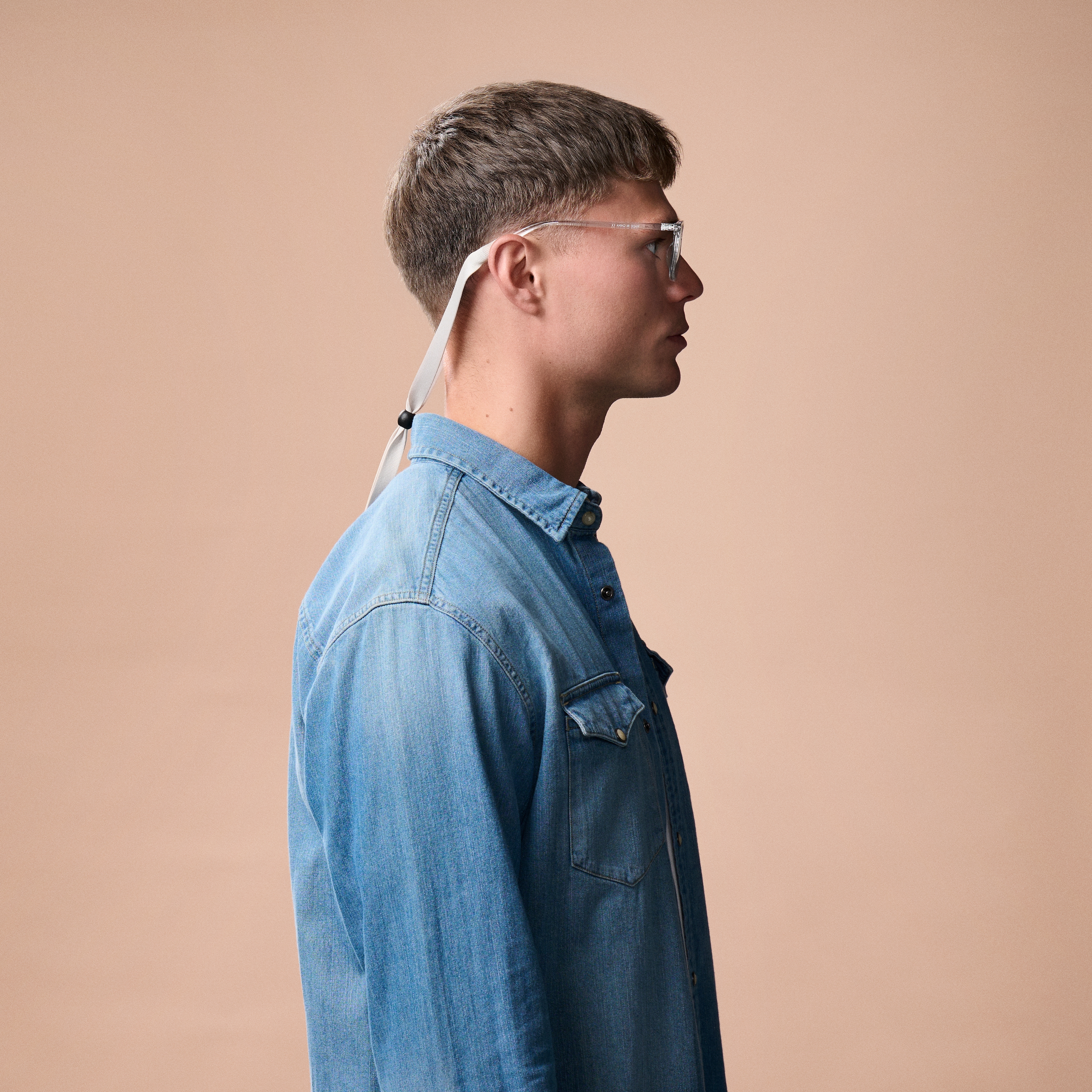 Cordon à lunettes large beige et cuir - 3