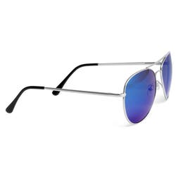 Occhiali da sole Aviator argento e blu con lenti a specchio