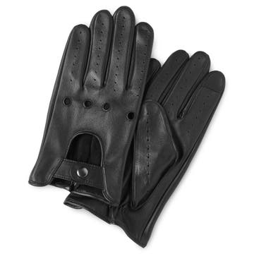 Black Sheepskin Leather Touchscreen Driving Gloves