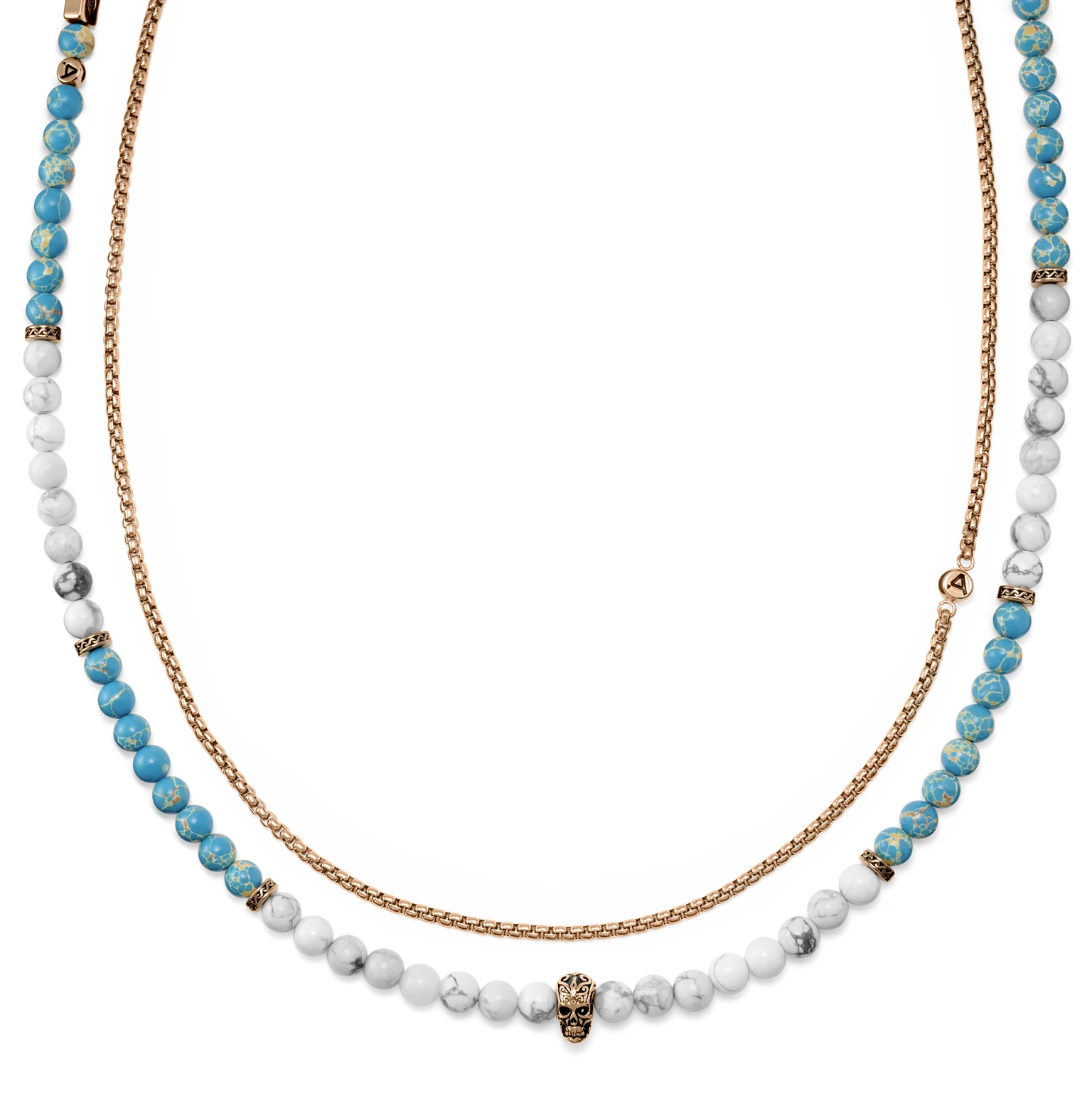 Set de colliers Rico jaspe impérial et turquoise blanche Set de colliers Rico jaspe impérial et turquoise blanche