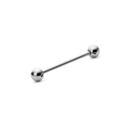 7/10" (18 mm) Silver-Tone Straight Ball-Tipped Titanium Barbell