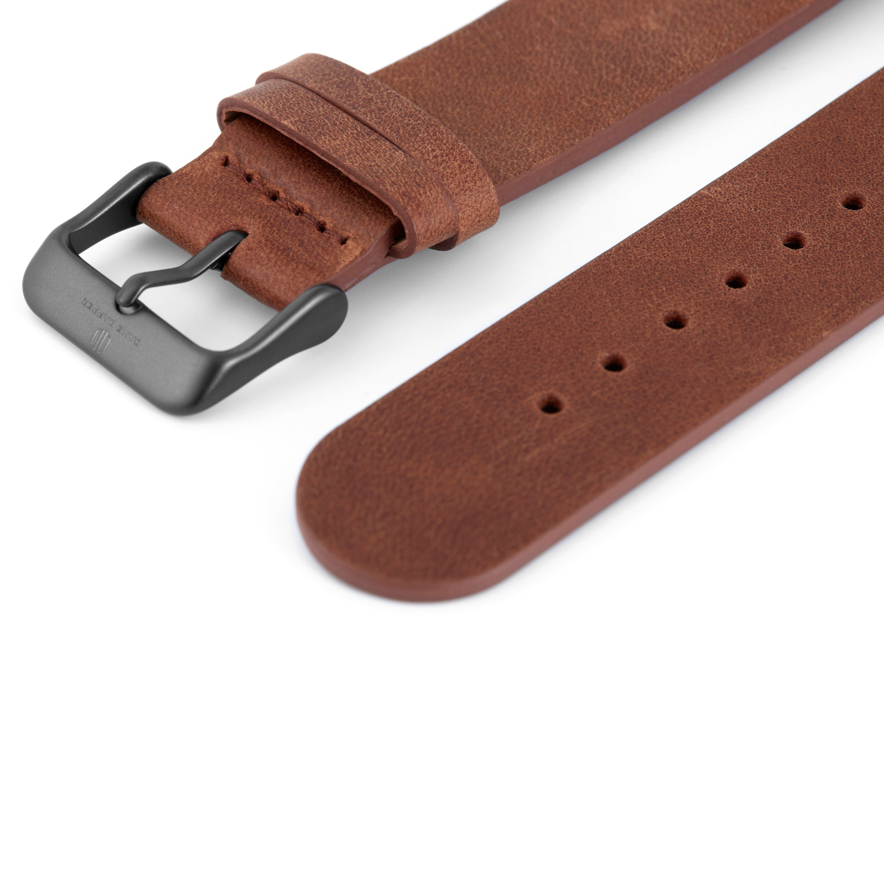 Brown Leather & Gray Buckle Watch Strap - 2